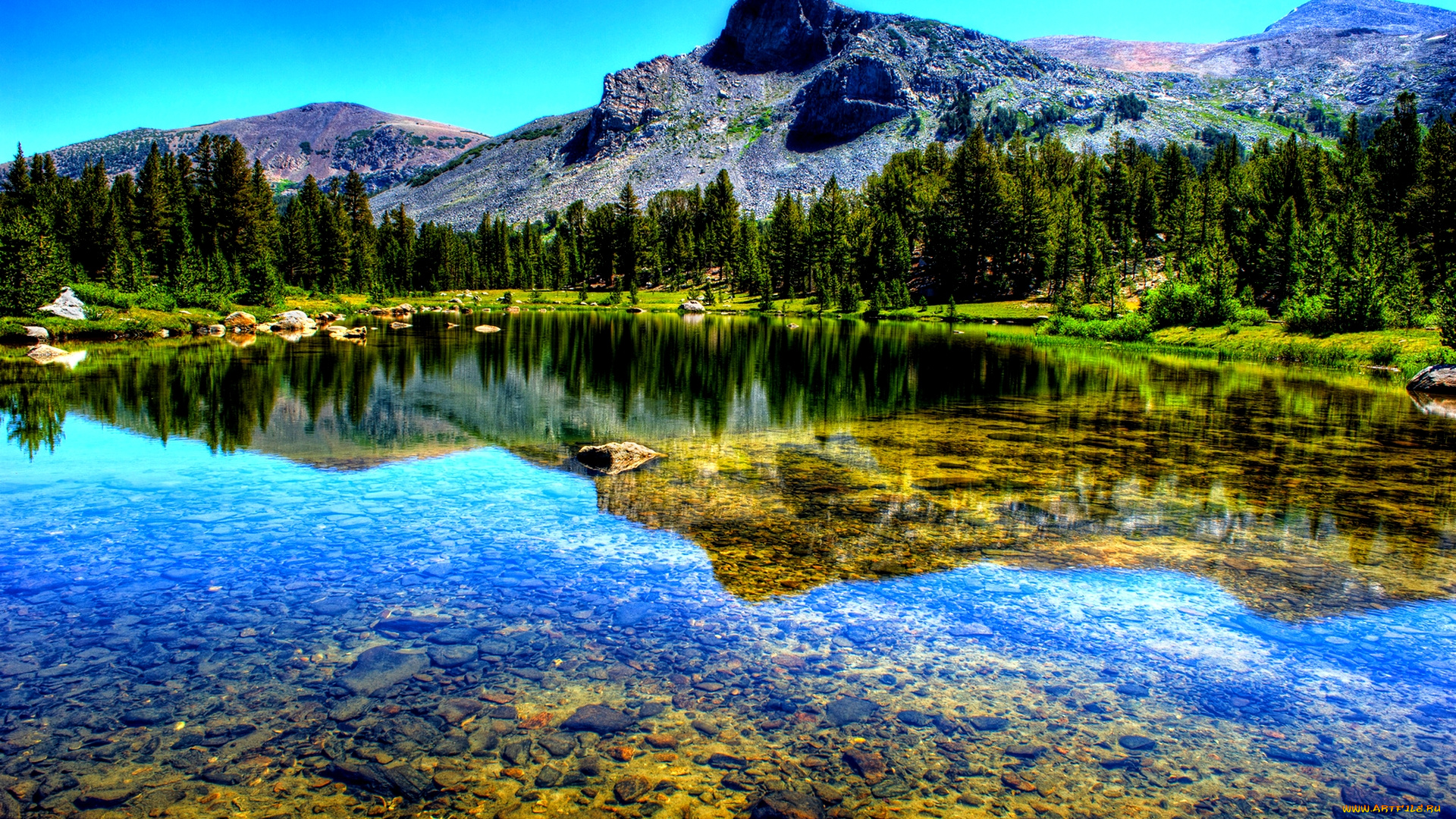 природа, реки, озера, лес, горы, озеро, отражение