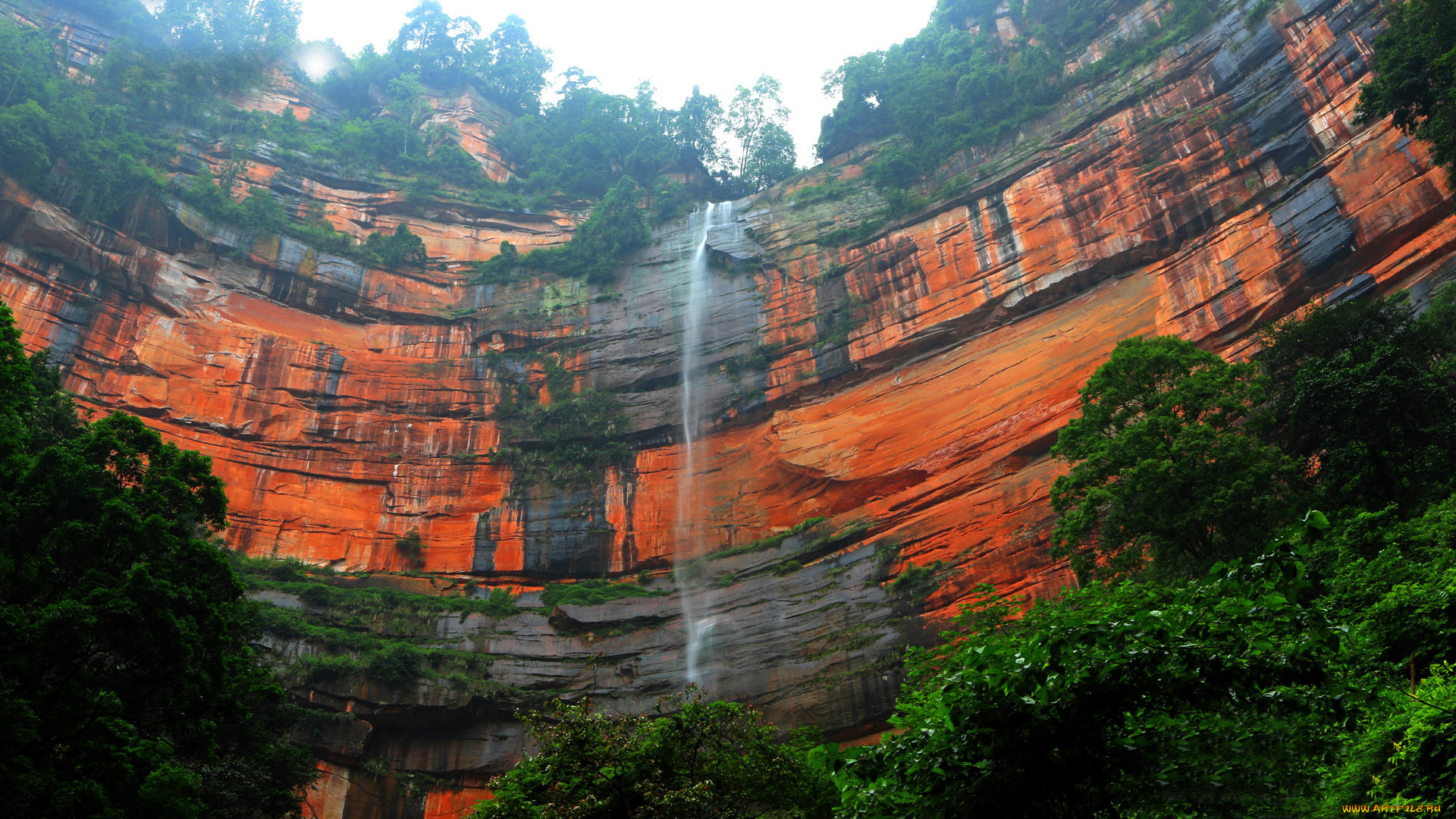 природа, водопады, скала, водопад