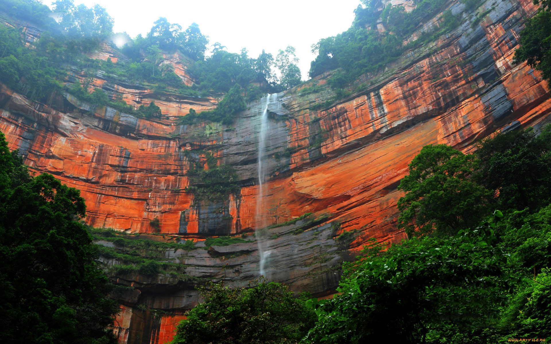 природа, водопады, скала, водопад