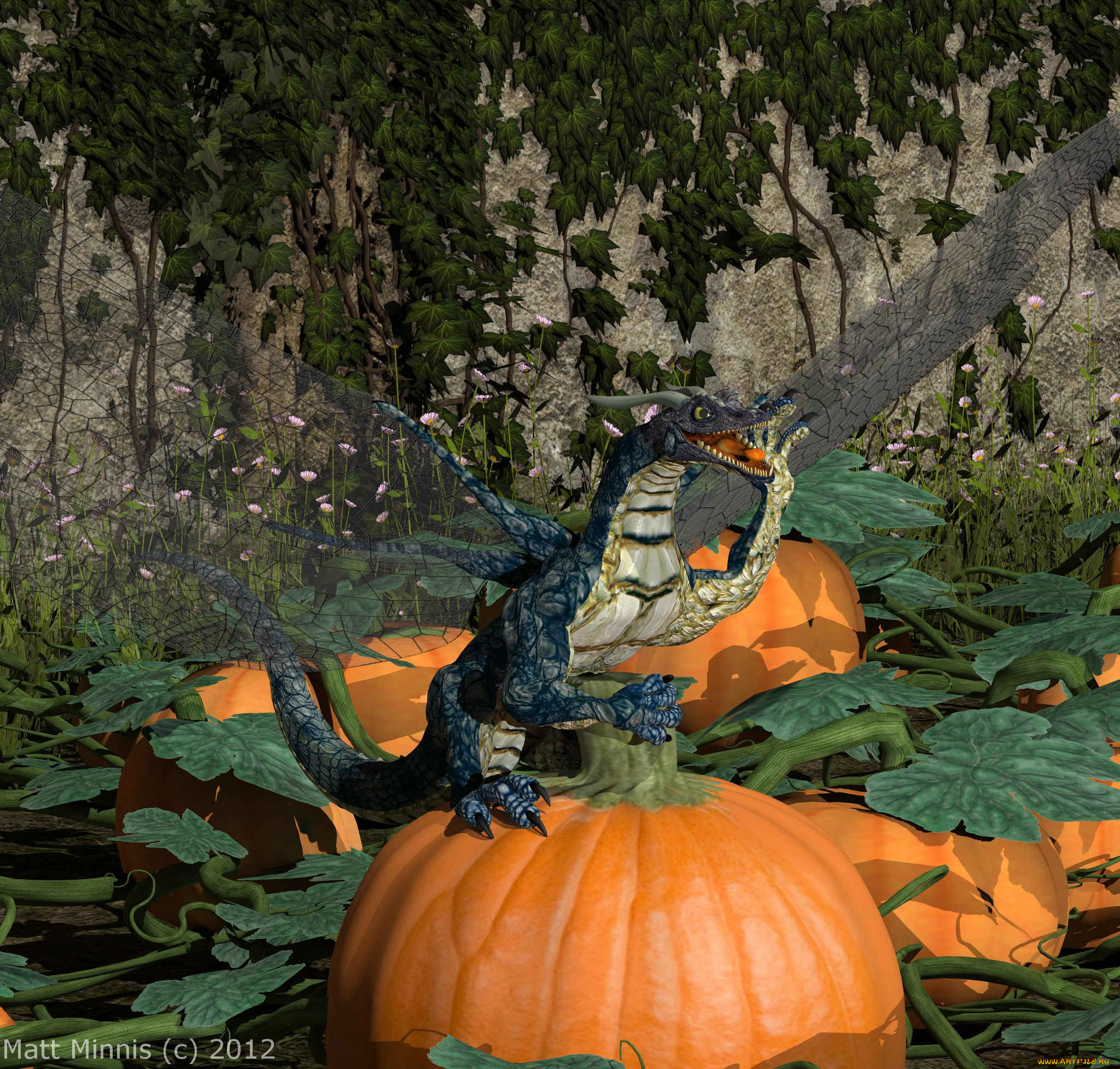 3д, графика, animals, животные, bubbles, pumpkin, patch