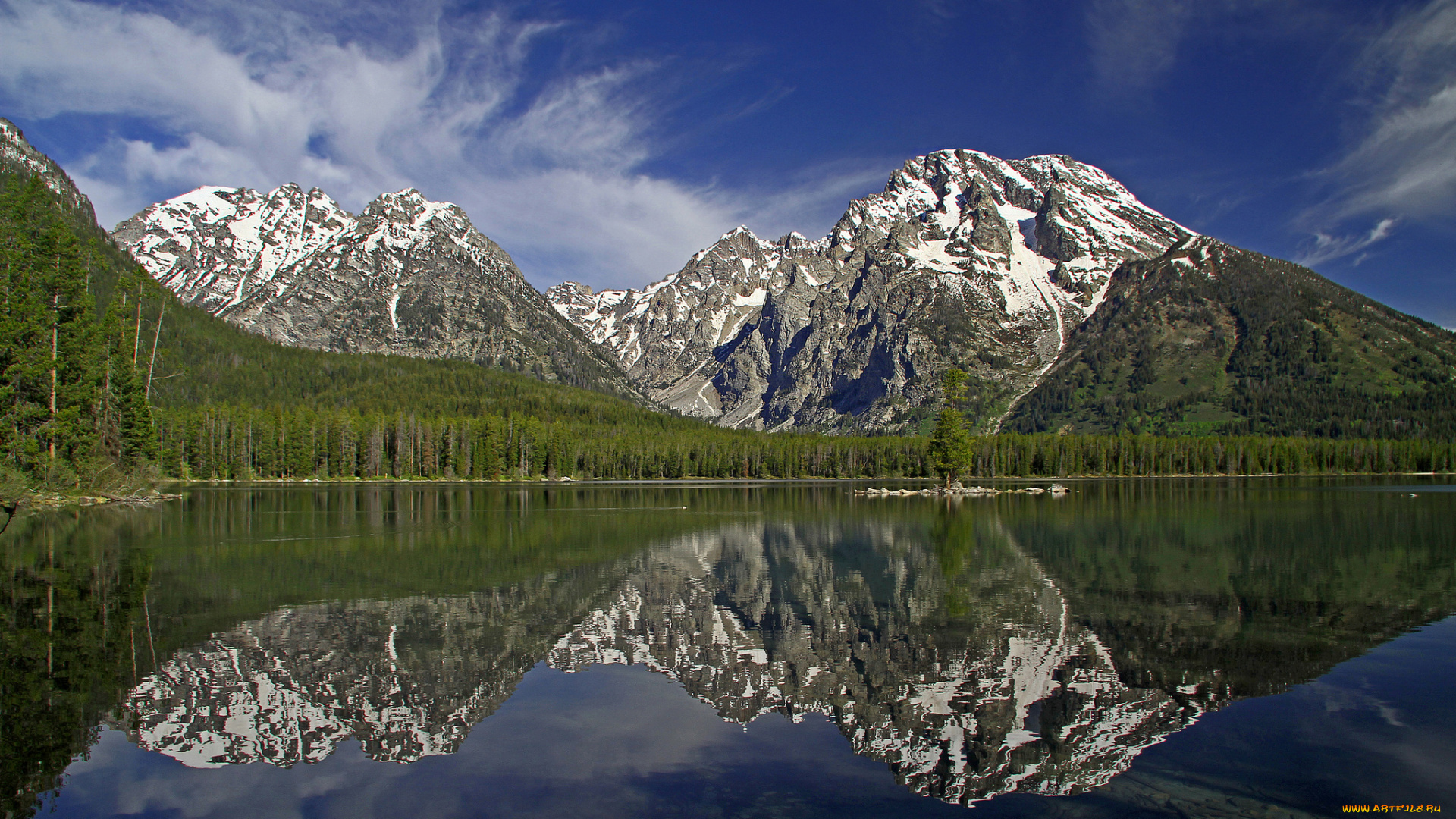 leigh, lake, grand, teton, national, park, wyoming, природа, реки, озера, лес, отражение, горы, вайоминг, озеро, гранд-титон, гора, моран, mount, moran