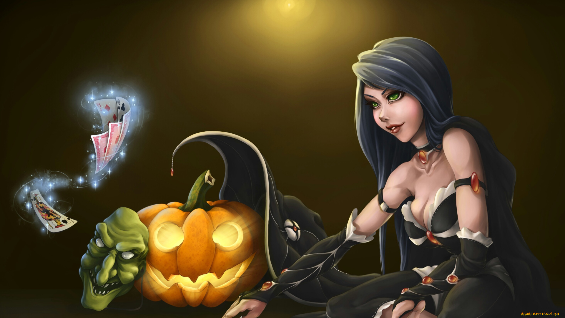 праздничные, хэллоуин, девушка, halloween, тыква, маска, карты, хеллоуин