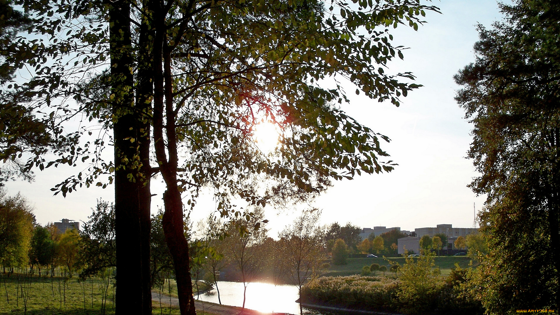 природа, восходы, закаты, река, город, закат