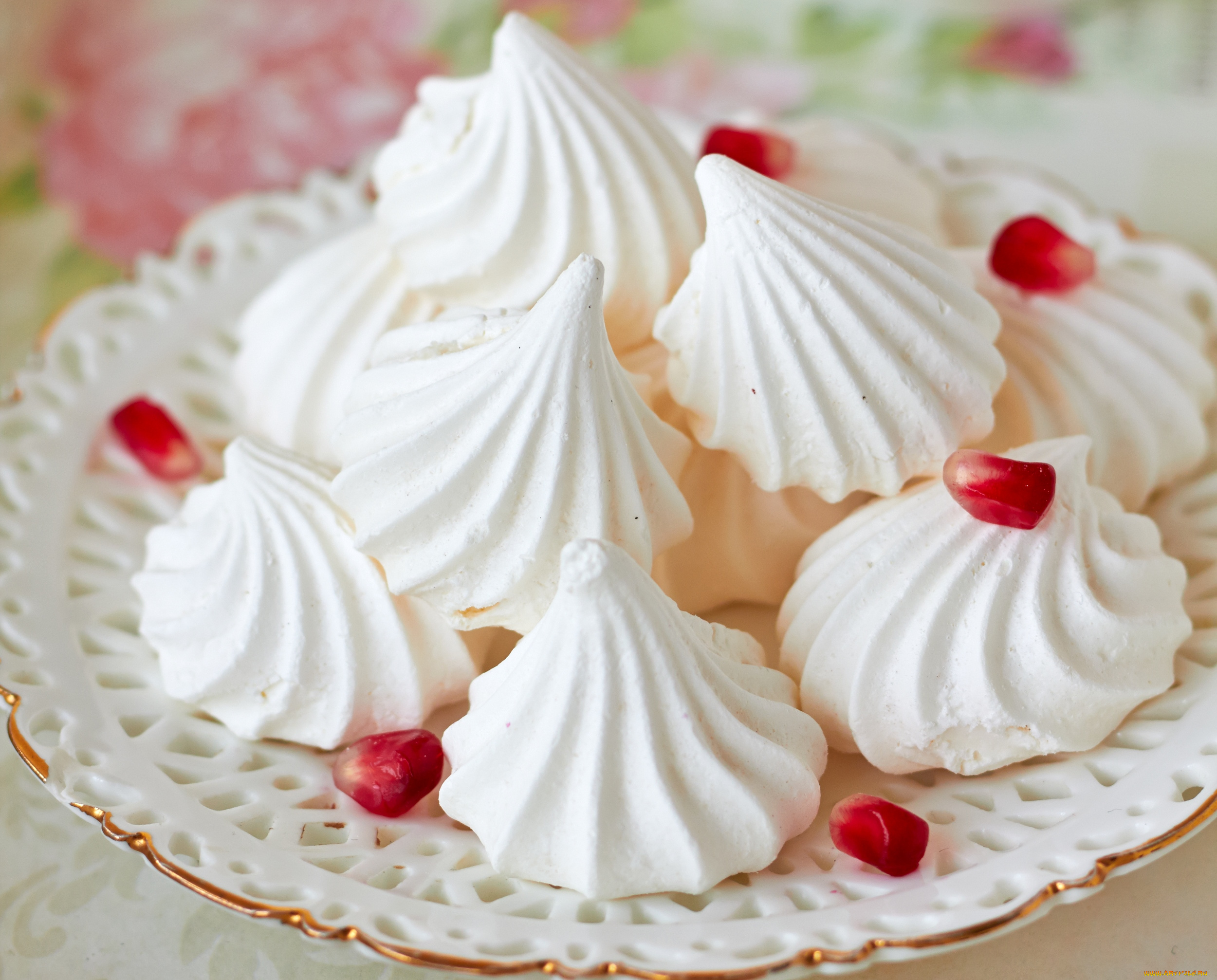 еда, пирожные, кексы, печенье, гранат, безе