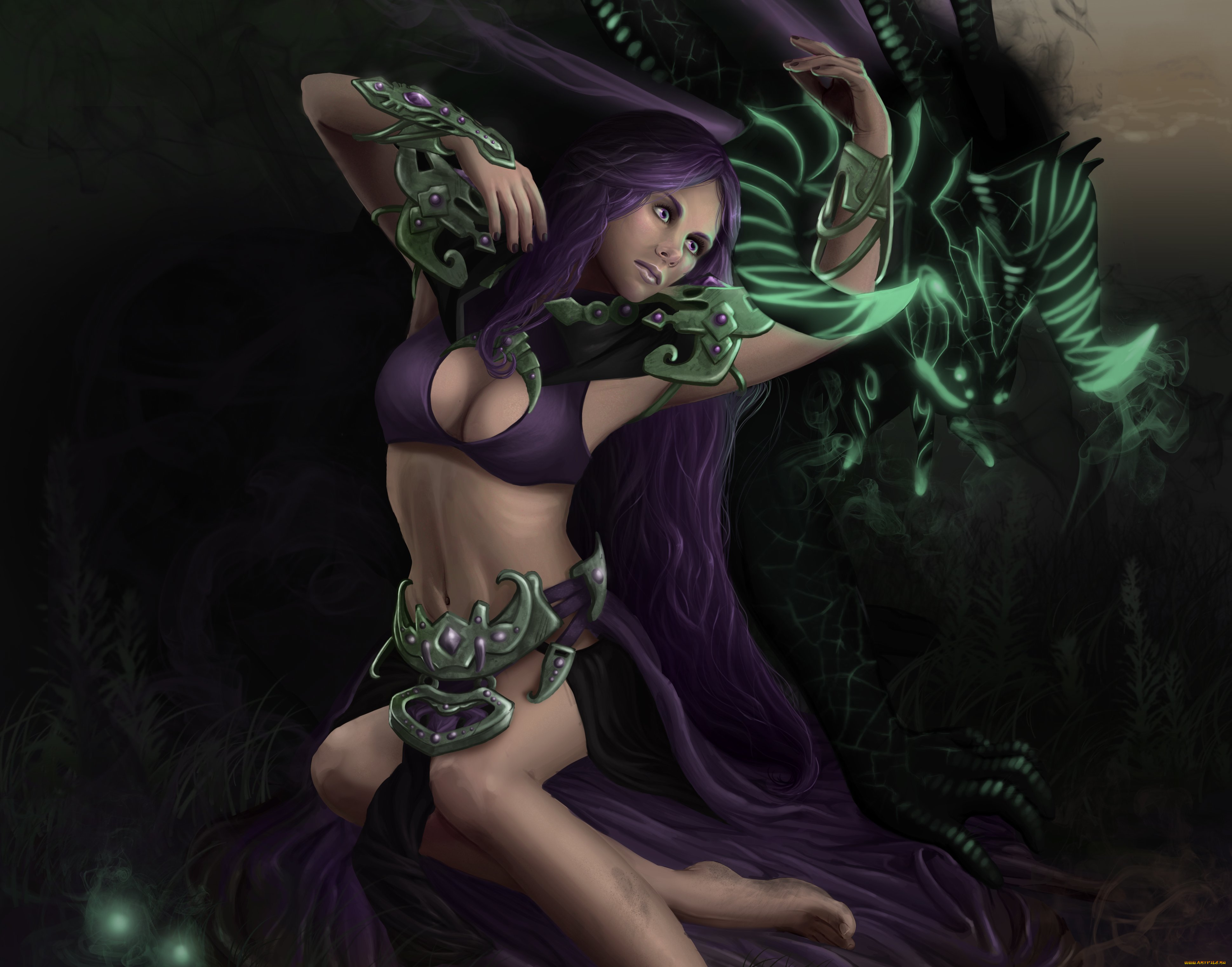 фэнтези, красавицы, и, чудовища, зеленые, глаза, арт, фантастика, руки, взгляд, поза, девушка