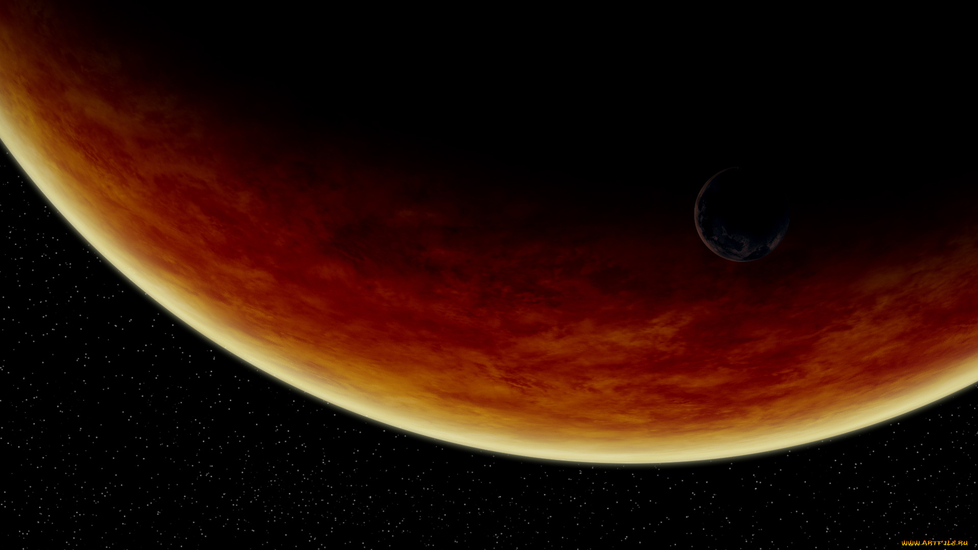 космос, арт, планета, звезды