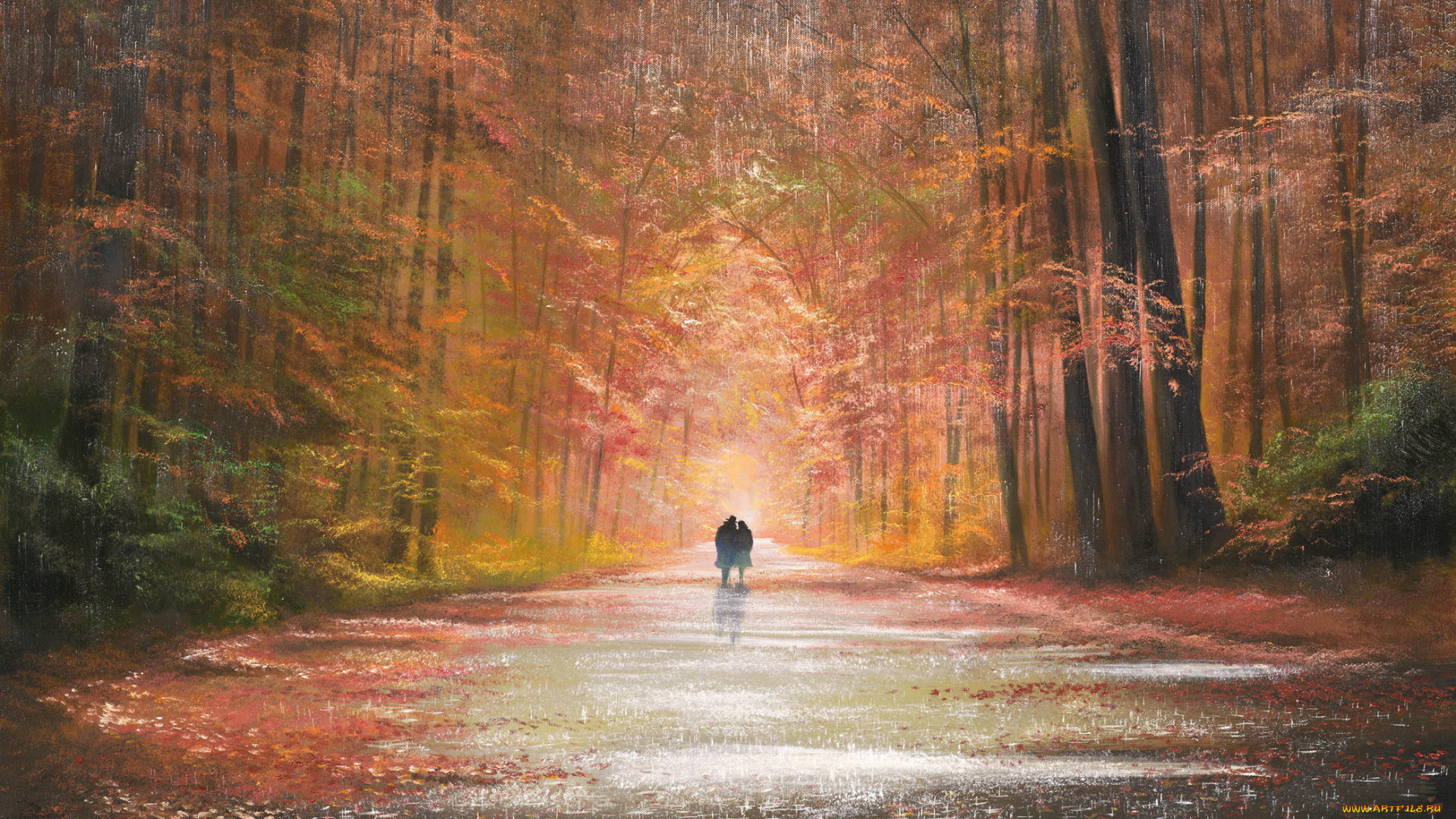 рисованное, jeff, rowland, парк, осень, jeff, rowland