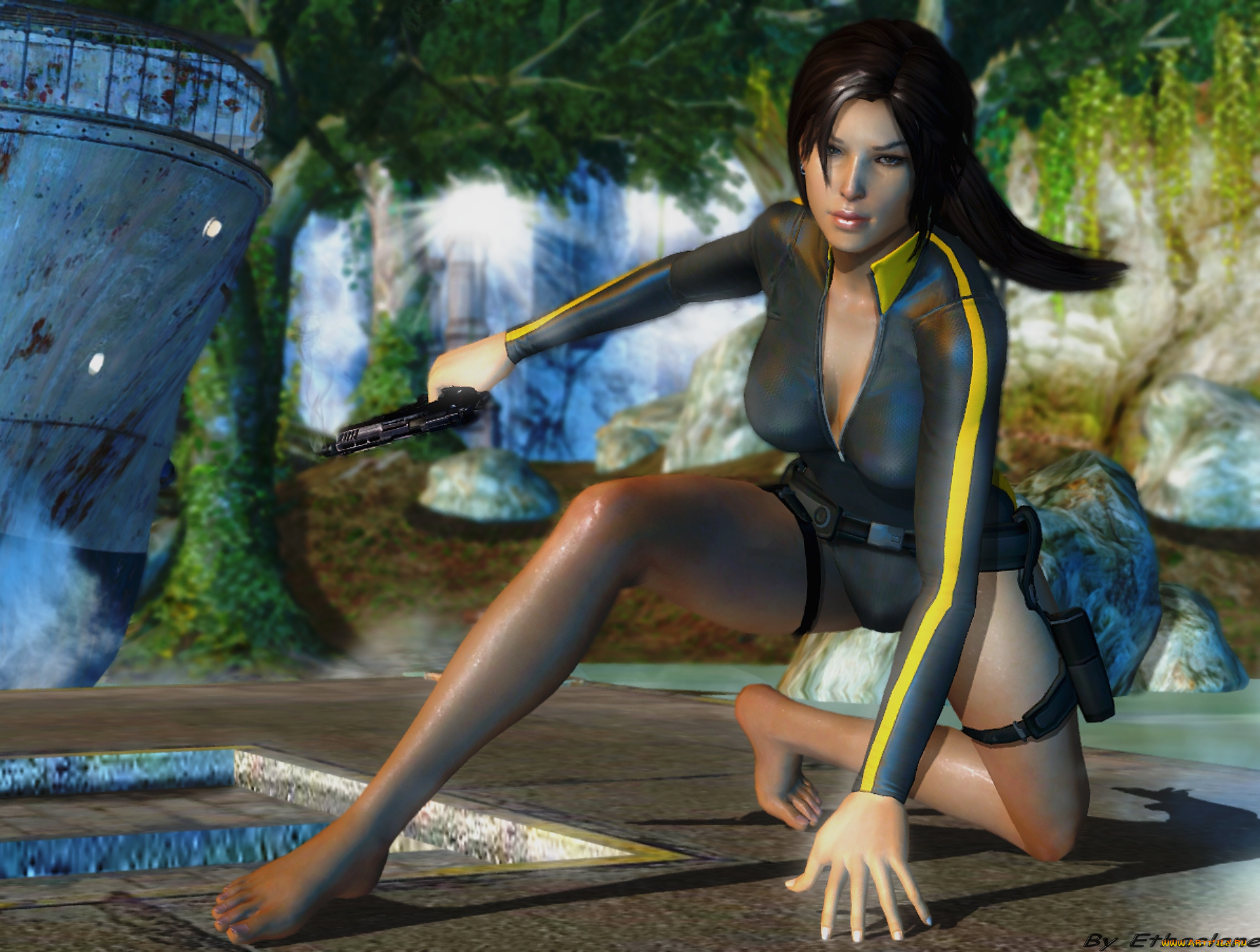 3д, графика, фантазия, , fantasy, оружие, фон, взгляд, девушка