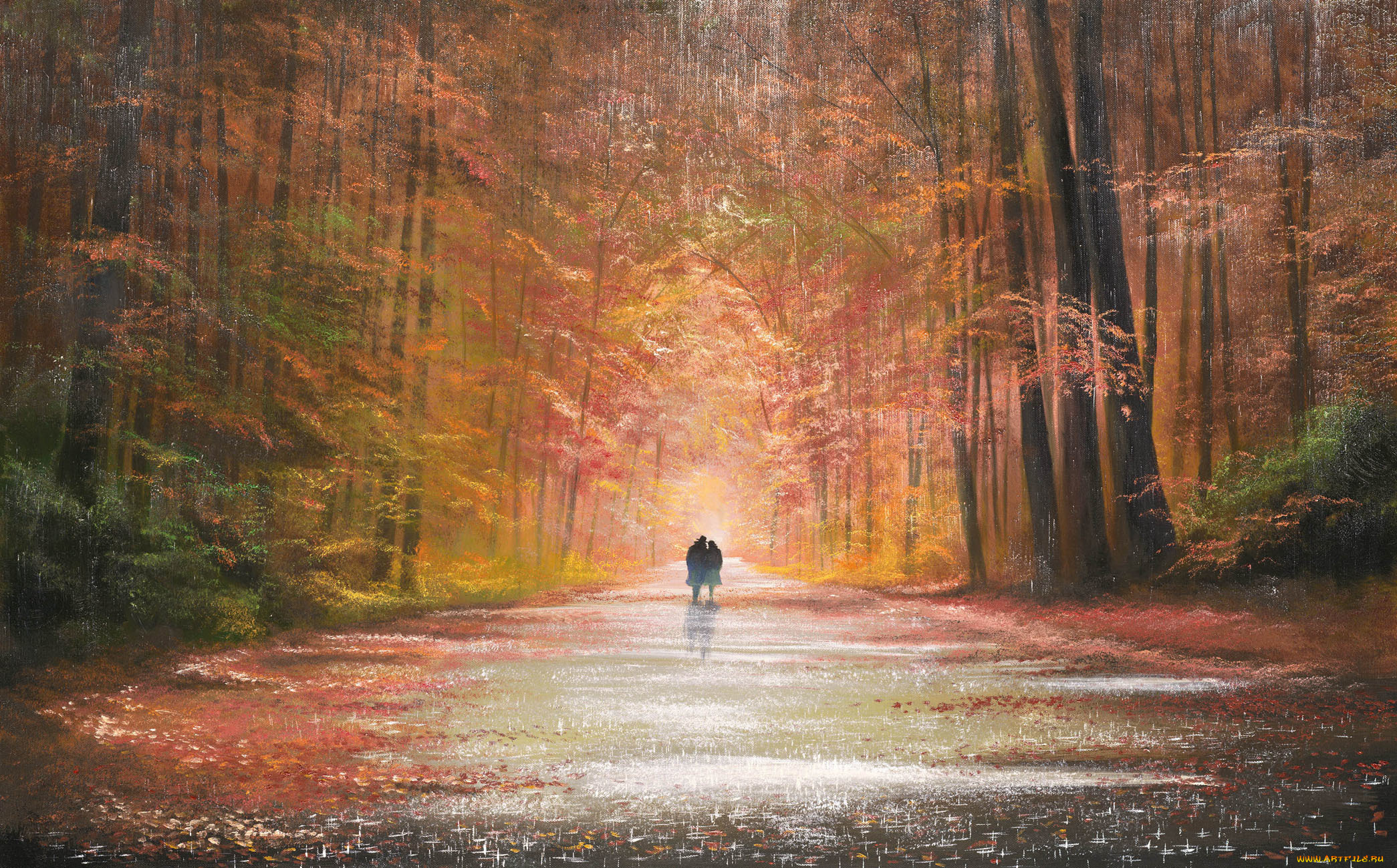 рисованное, jeff, rowland, парк, осень, jeff, rowland