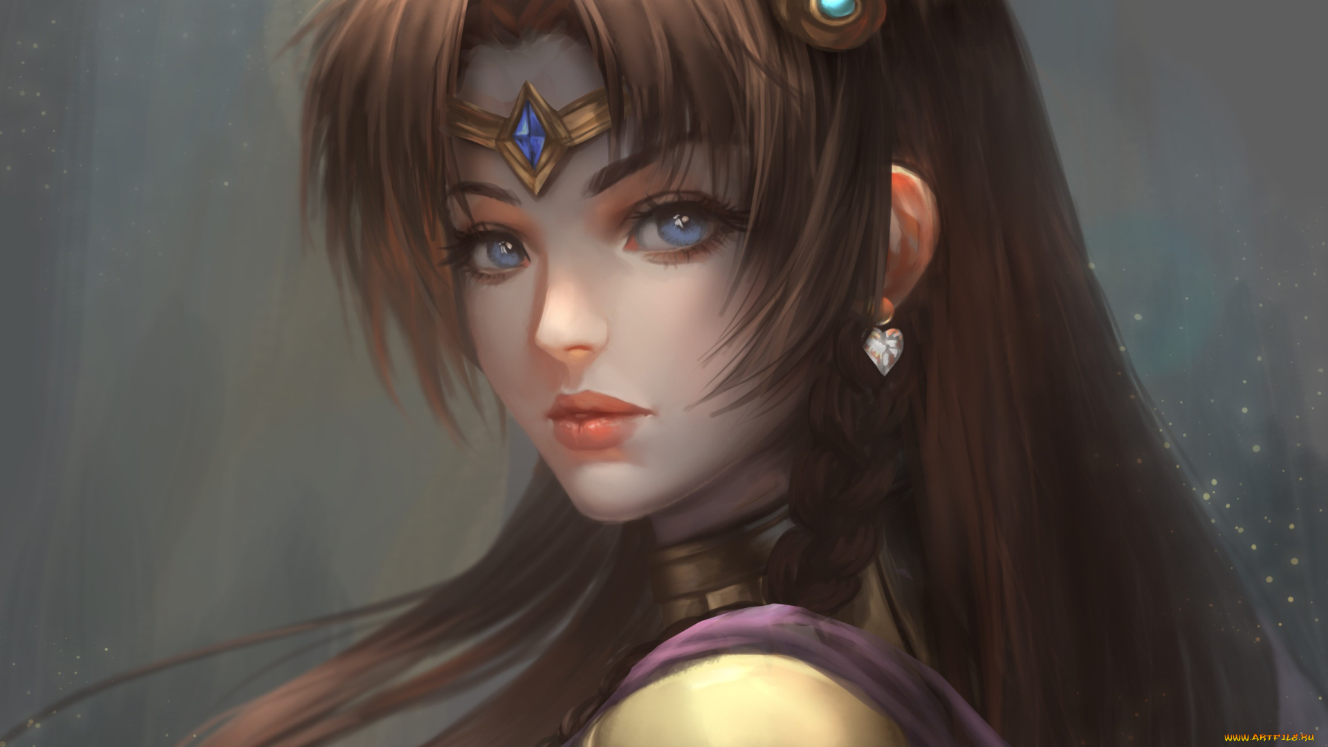 фэнтези, девушки, диадема, фон, девушка, волосы, cерьги, арт
