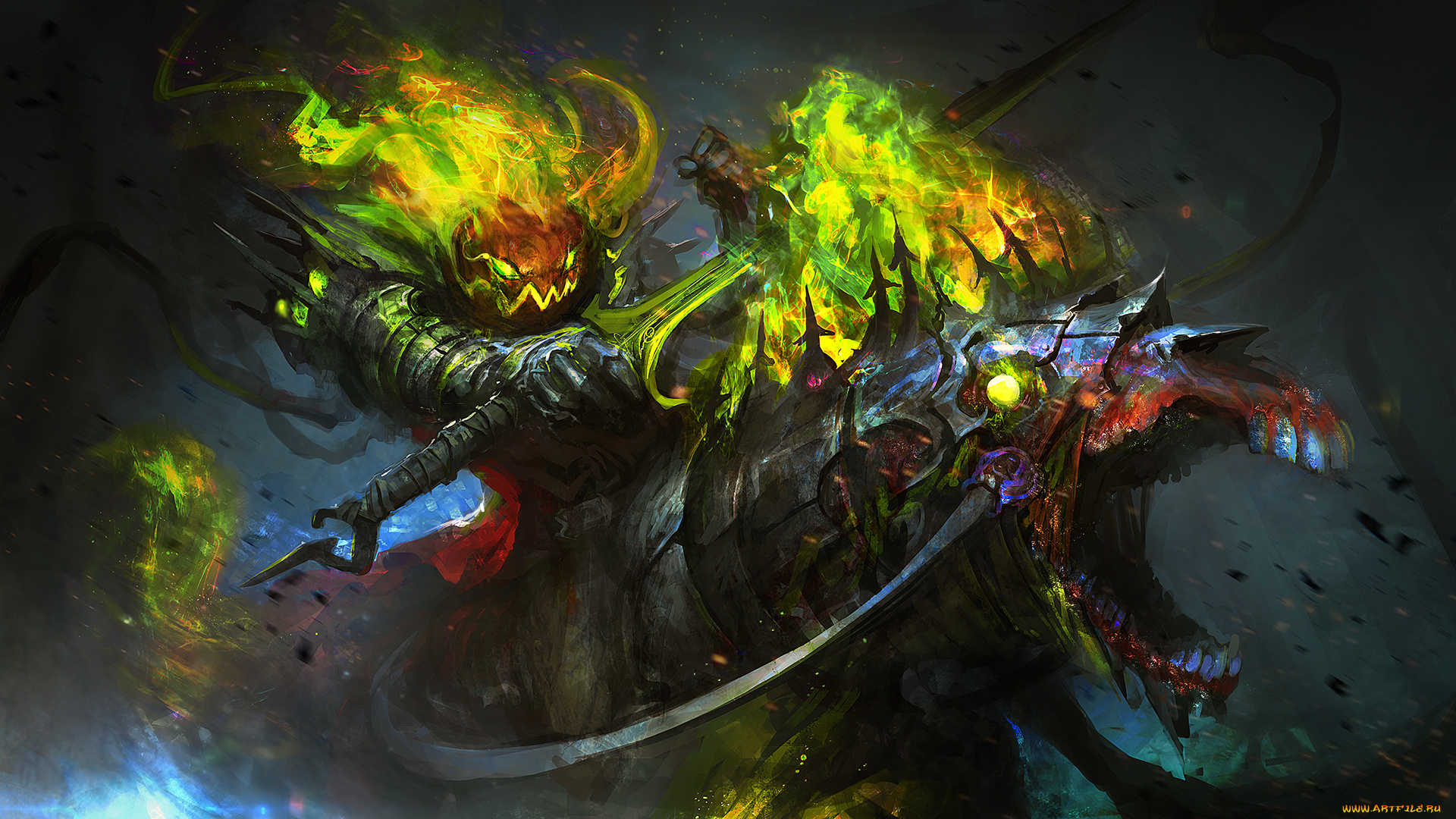 праздничные, хэллоуин, праздник, магия, halloween, тыква, меч, тьма, lord, pumpkinton, лошадь