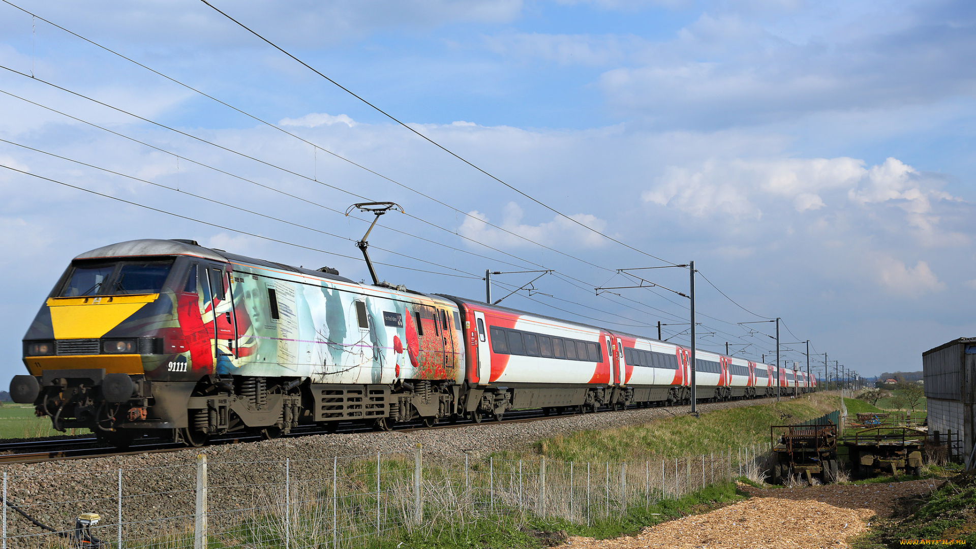 техника, электровозы, рельсы, локомотив, состав