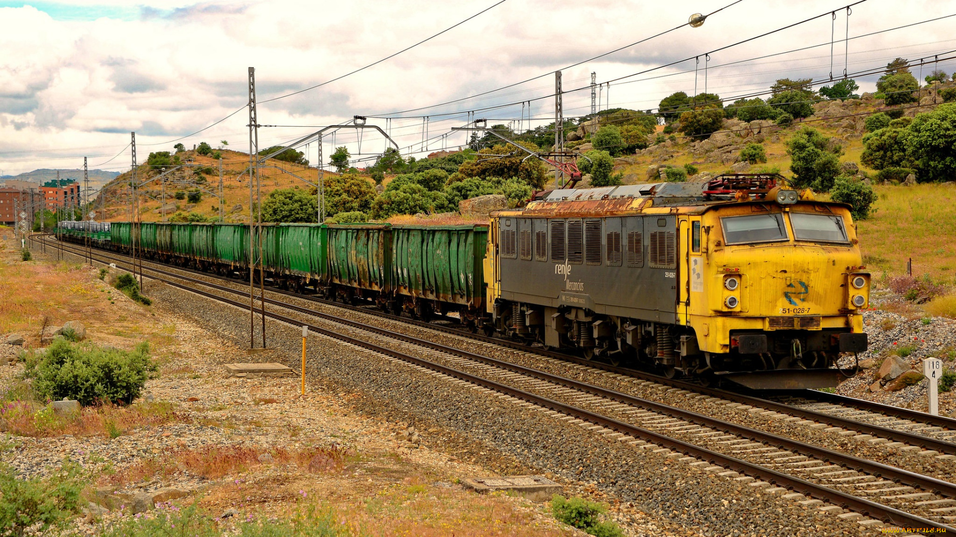 техника, поезда, рельсы, локомотив, состав