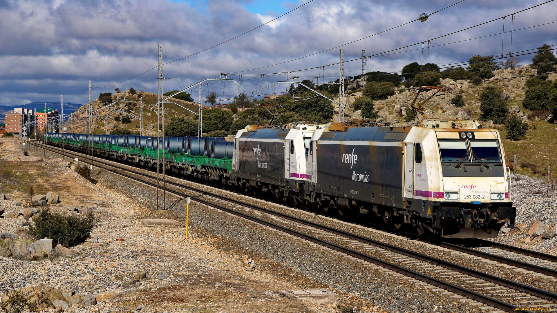 техника, поезда, рельсы, локомотив, состав