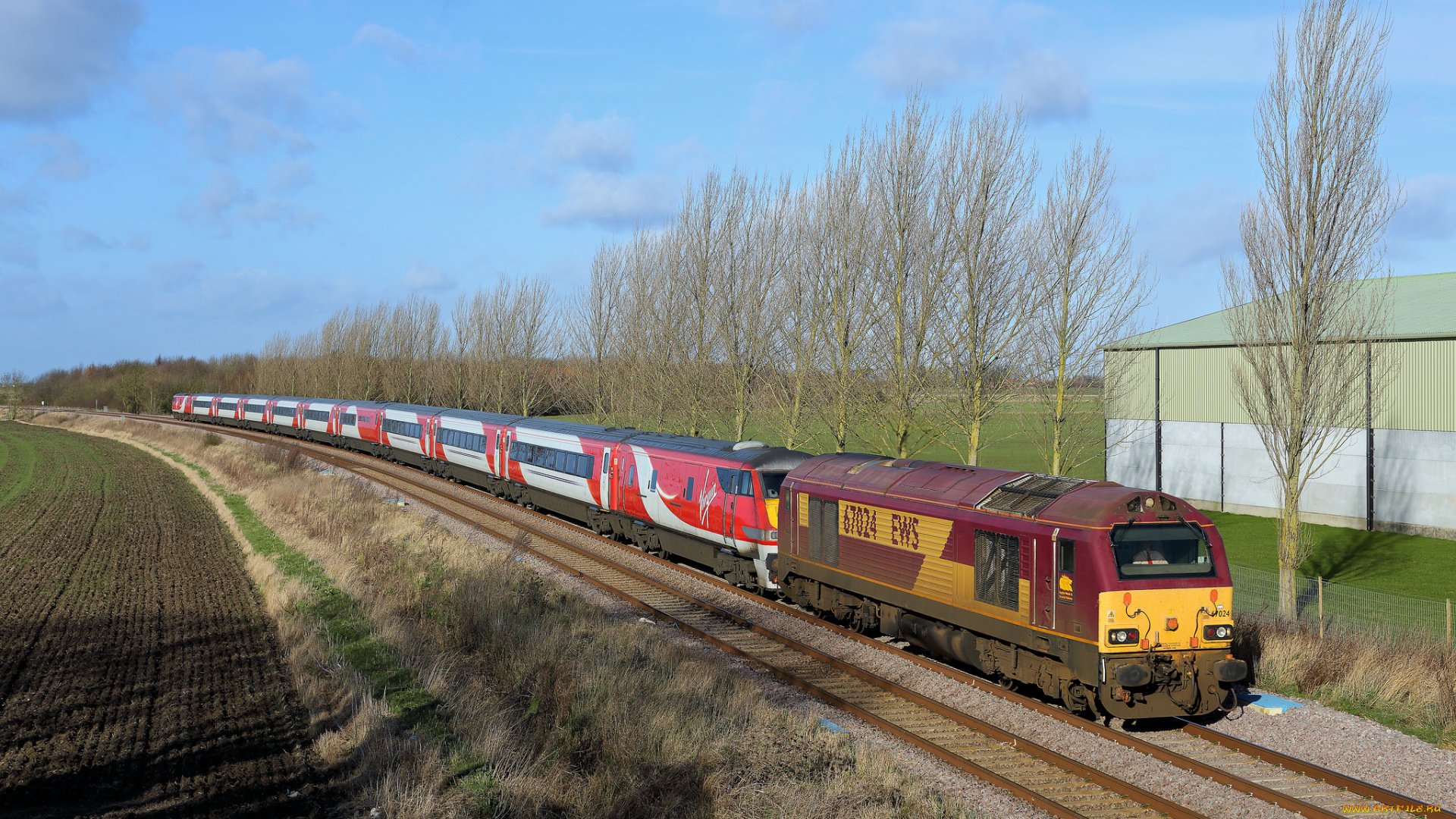 техника, поезда, состав, локомотив, рельсы