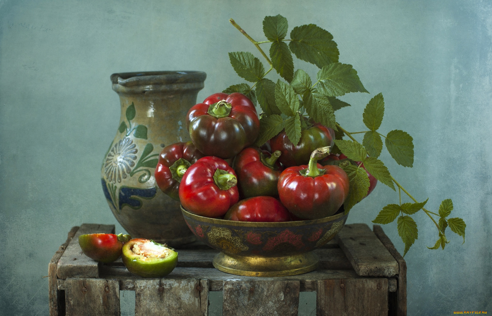 еда, перец, кувшин, овощи