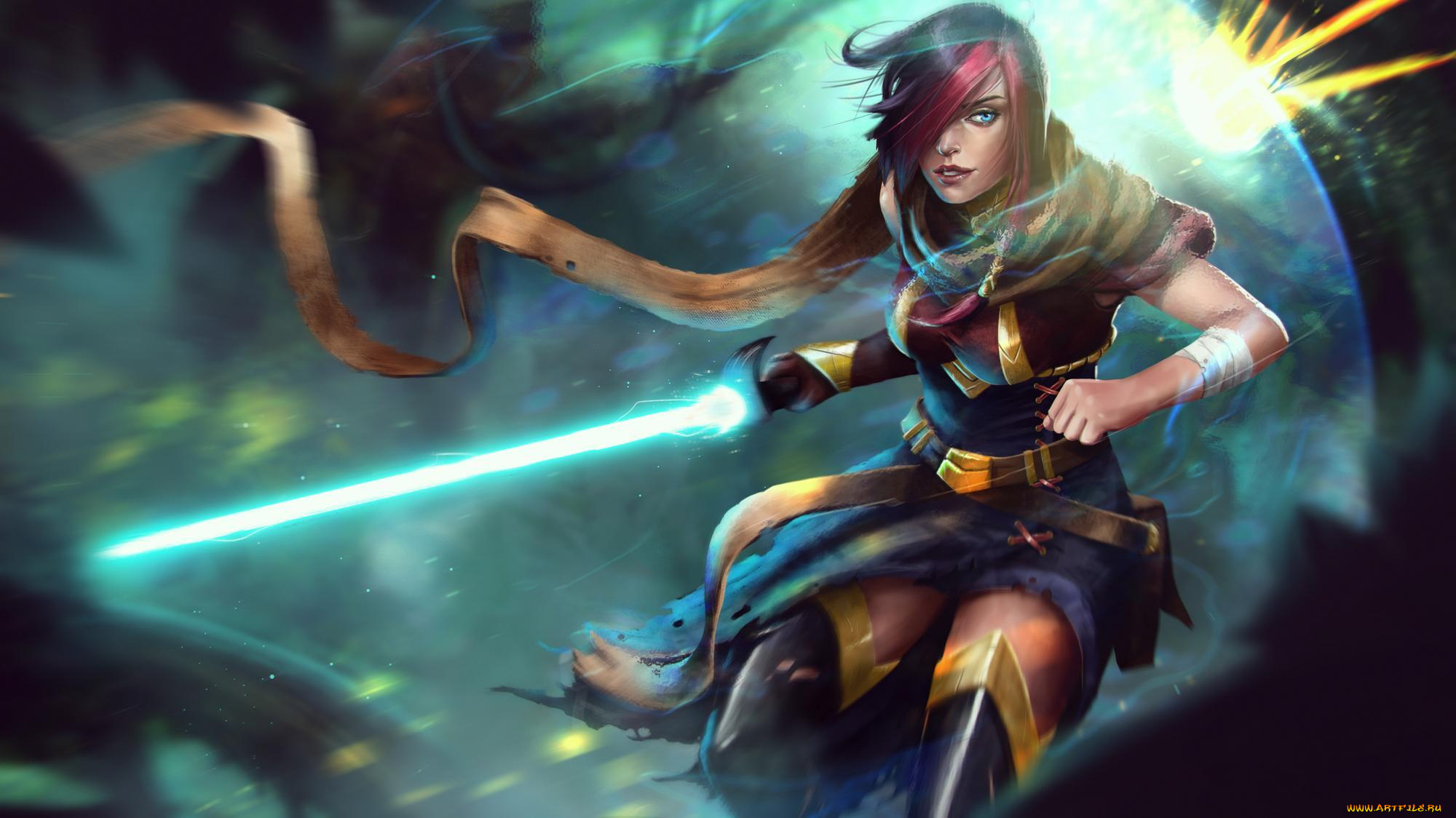 фэнтези, девушки, воин, фентези, меч, девушка, арт, fiora