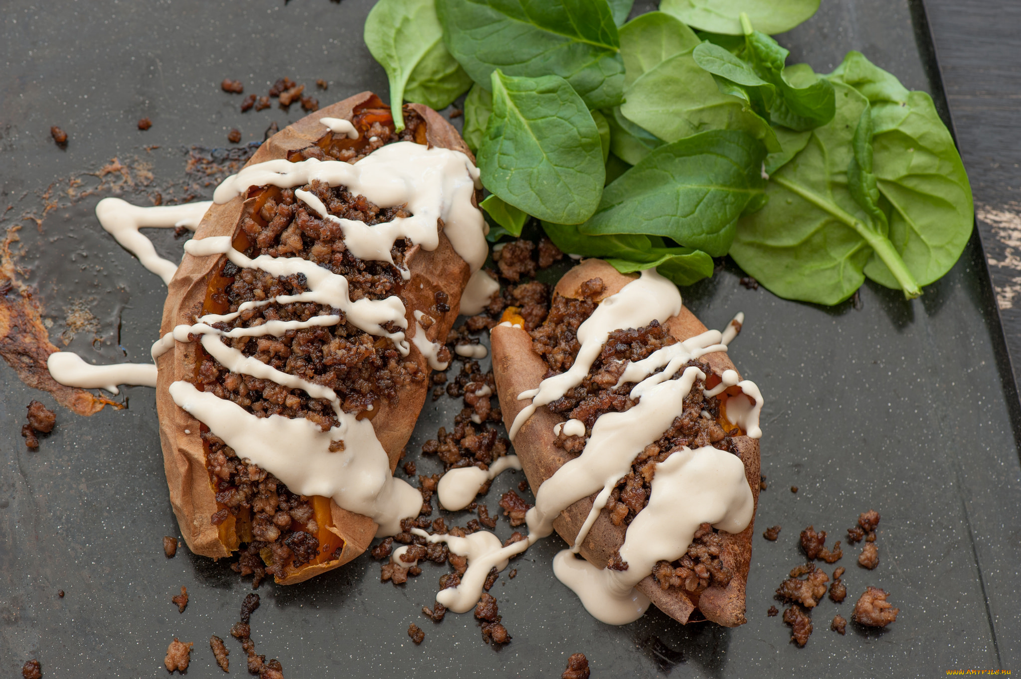 еда, мясные, блюда, зелень, мясо