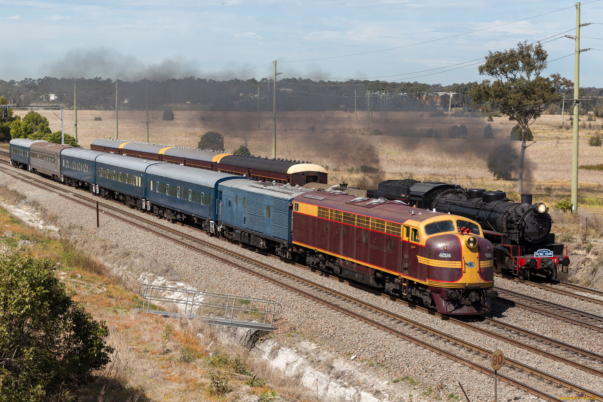 техника, поезда, локомотив, состав