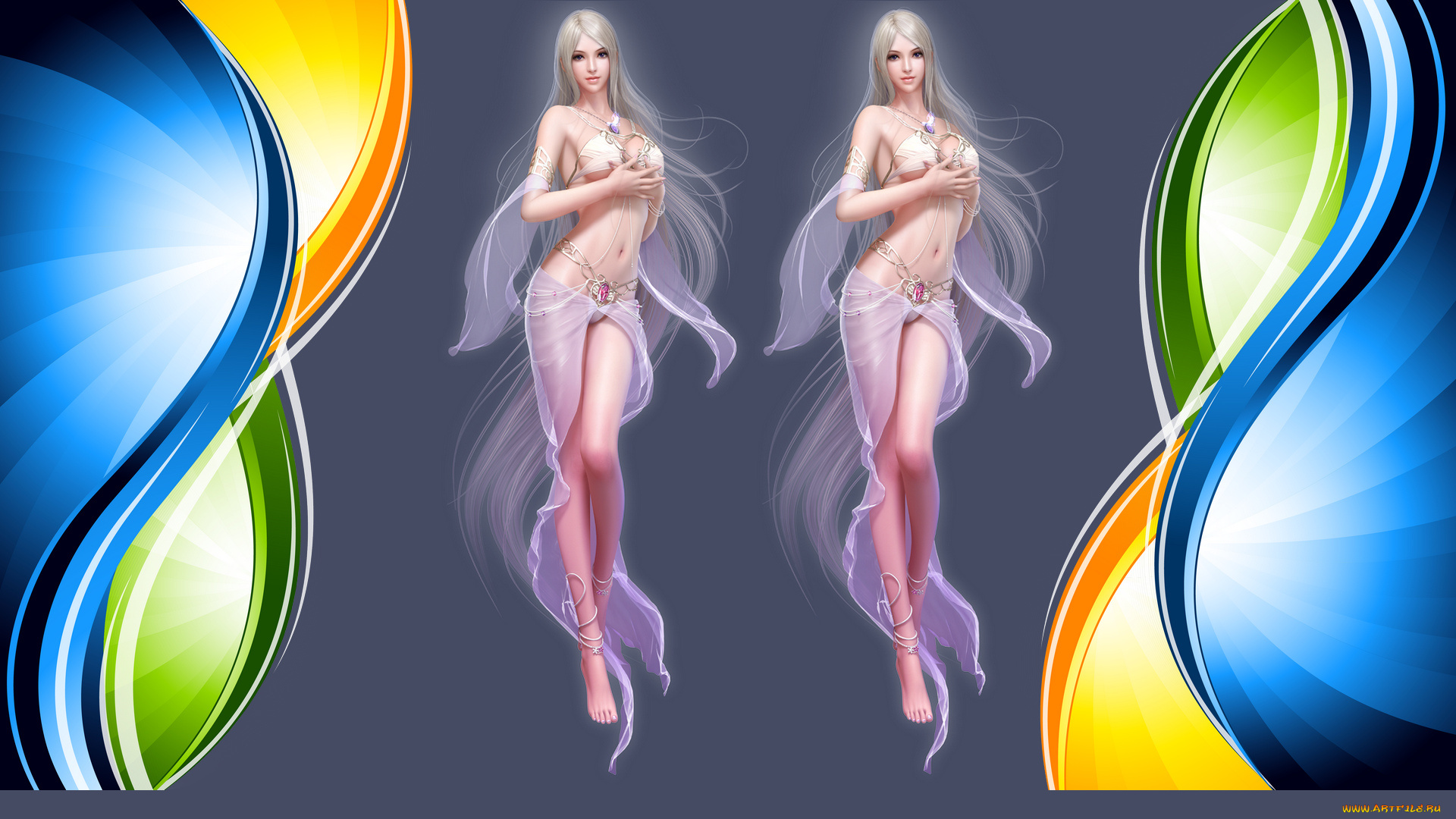 3д, графика, фантазия, , fantasy, фон, взгляд, девушки