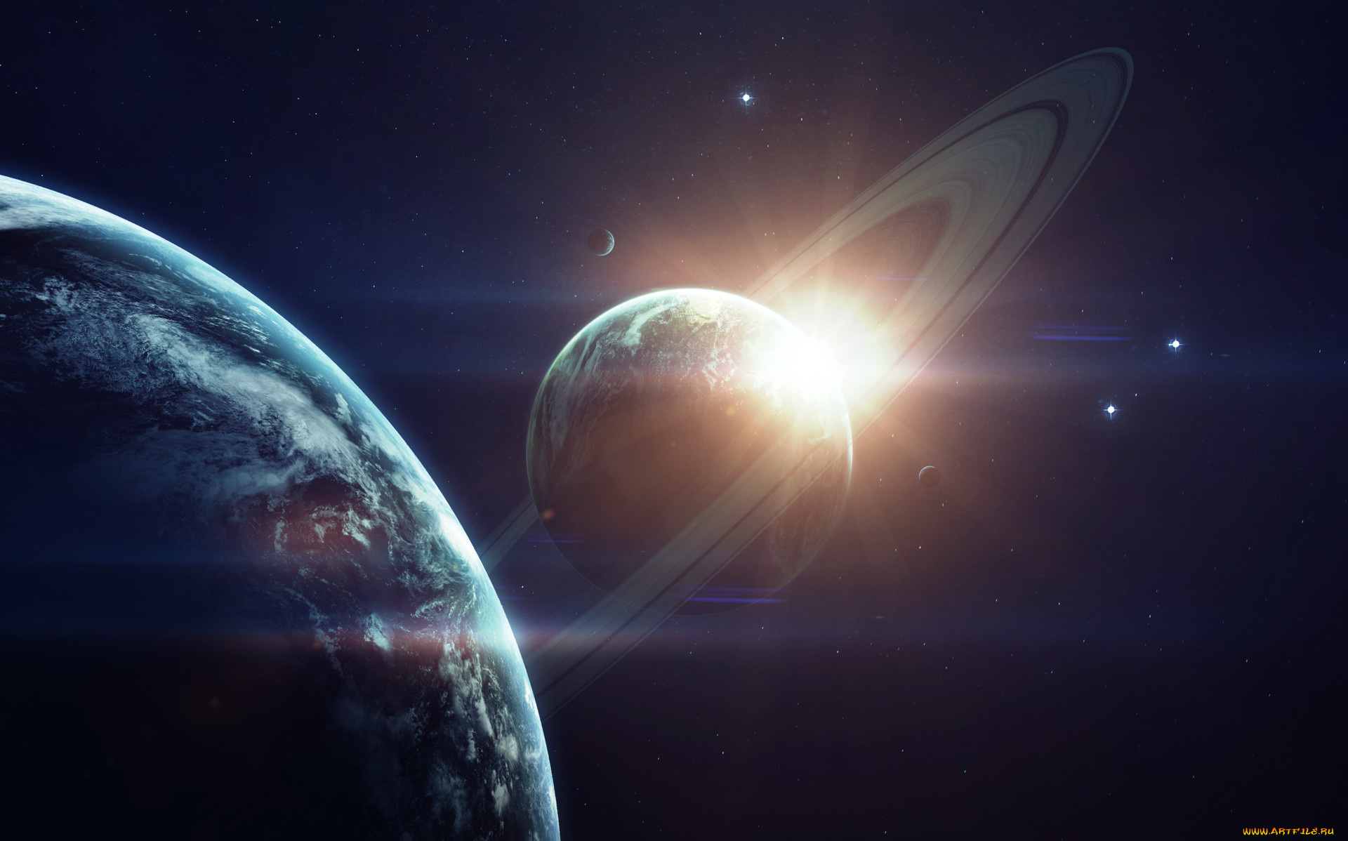 космос, арт, звезды, галактики, вселенная, планеты