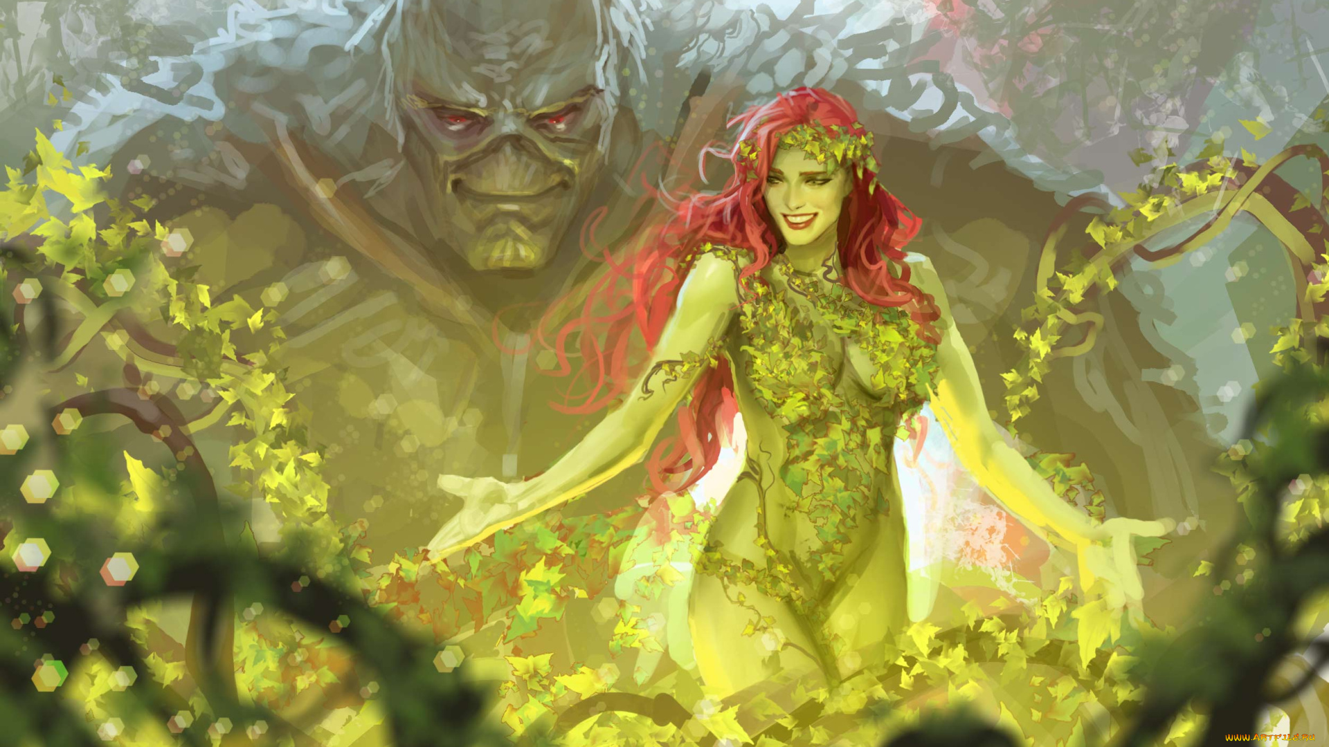 рисованное, комиксы, девушка, фон, улыбка, униформа, существо