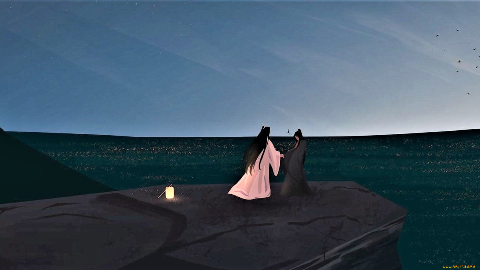 аниме, mo, dao, zu, shi, лань, ванцзи, вэй, усянь, фонарь, берег