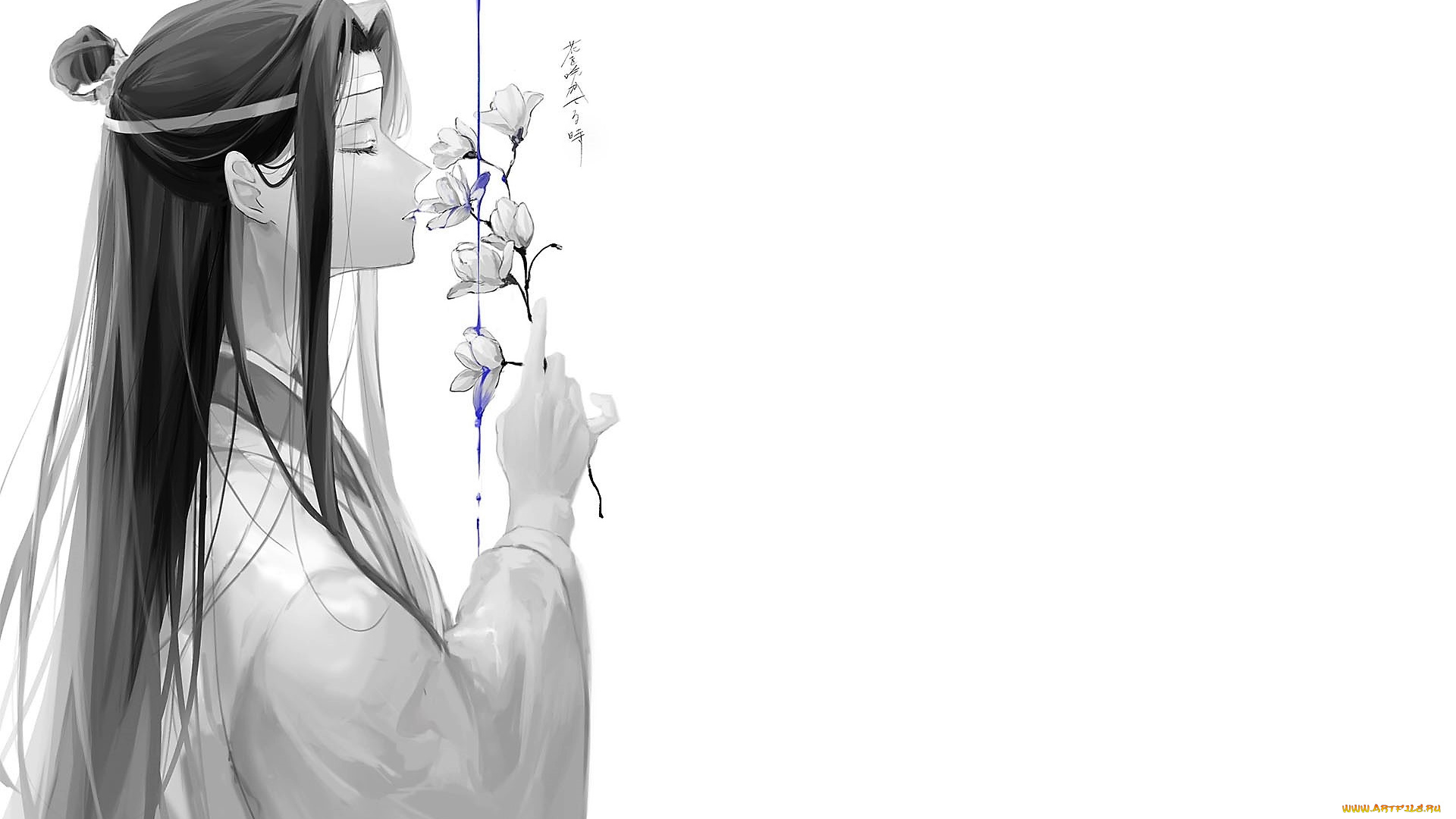 аниме, mo, dao, zu, shi, лань, ванцзи, ветка, цветы