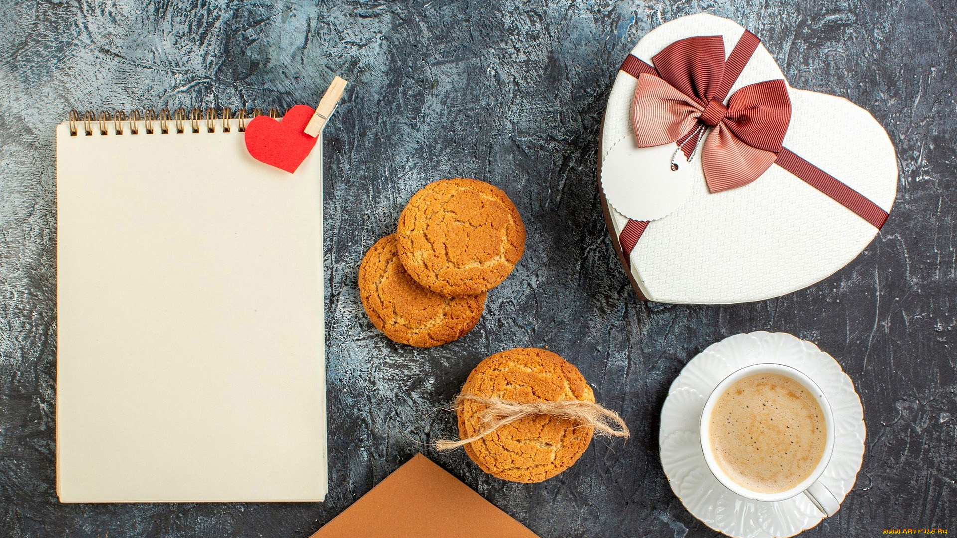 праздничные, день, святого, валентина, , сердечки, , любовь, сердце, коробка, печенье, блокнот, кофе