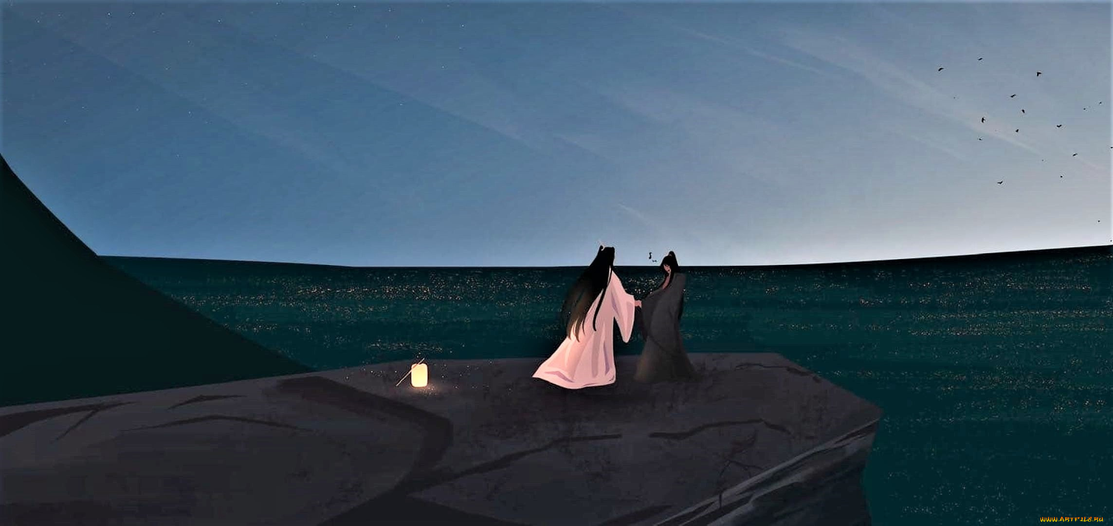 аниме, mo, dao, zu, shi, лань, ванцзи, вэй, усянь, фонарь, берег