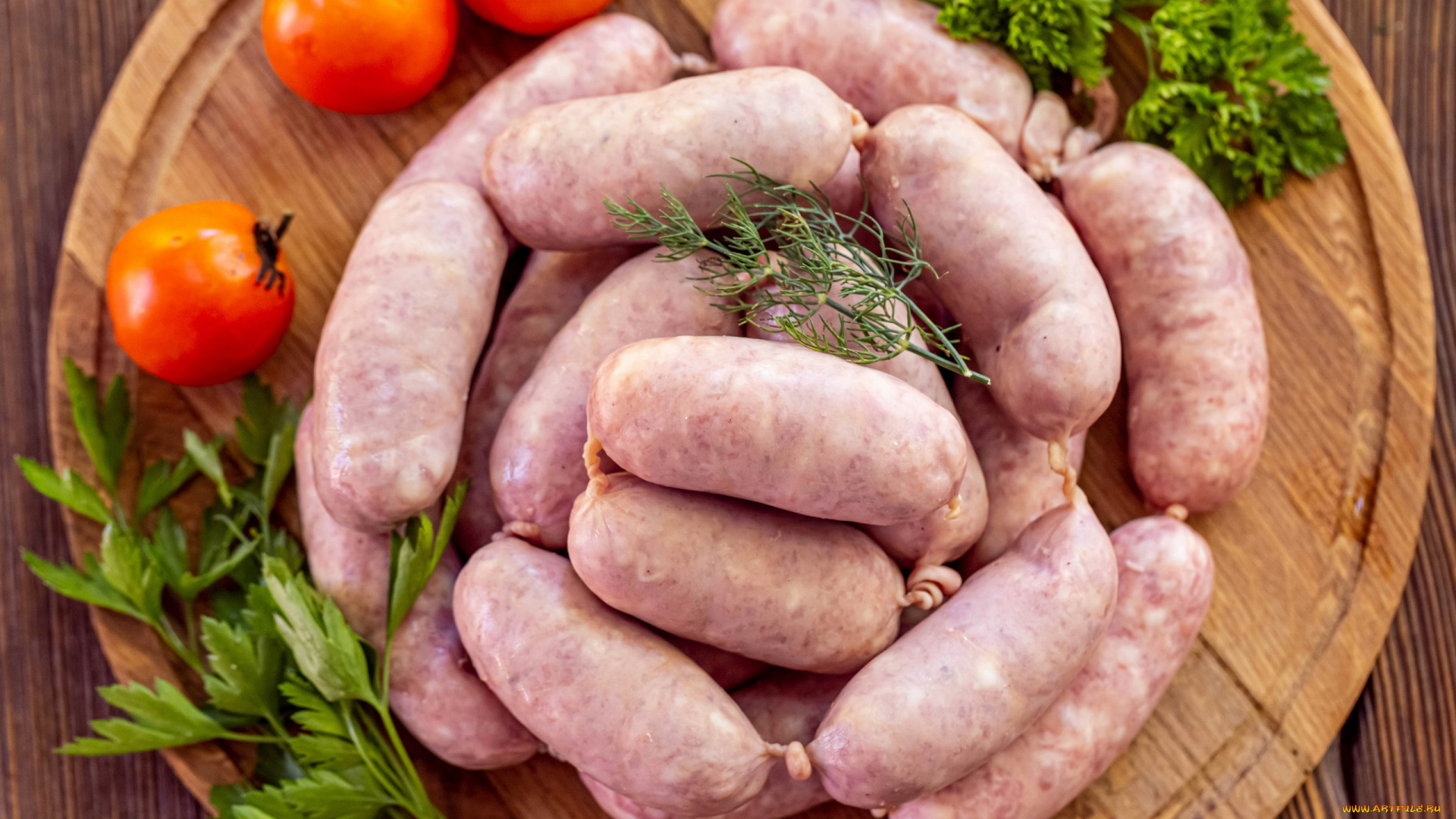 еда, колбасные, изделия, петрушка, укроп, помидоры, колбаски, свежие