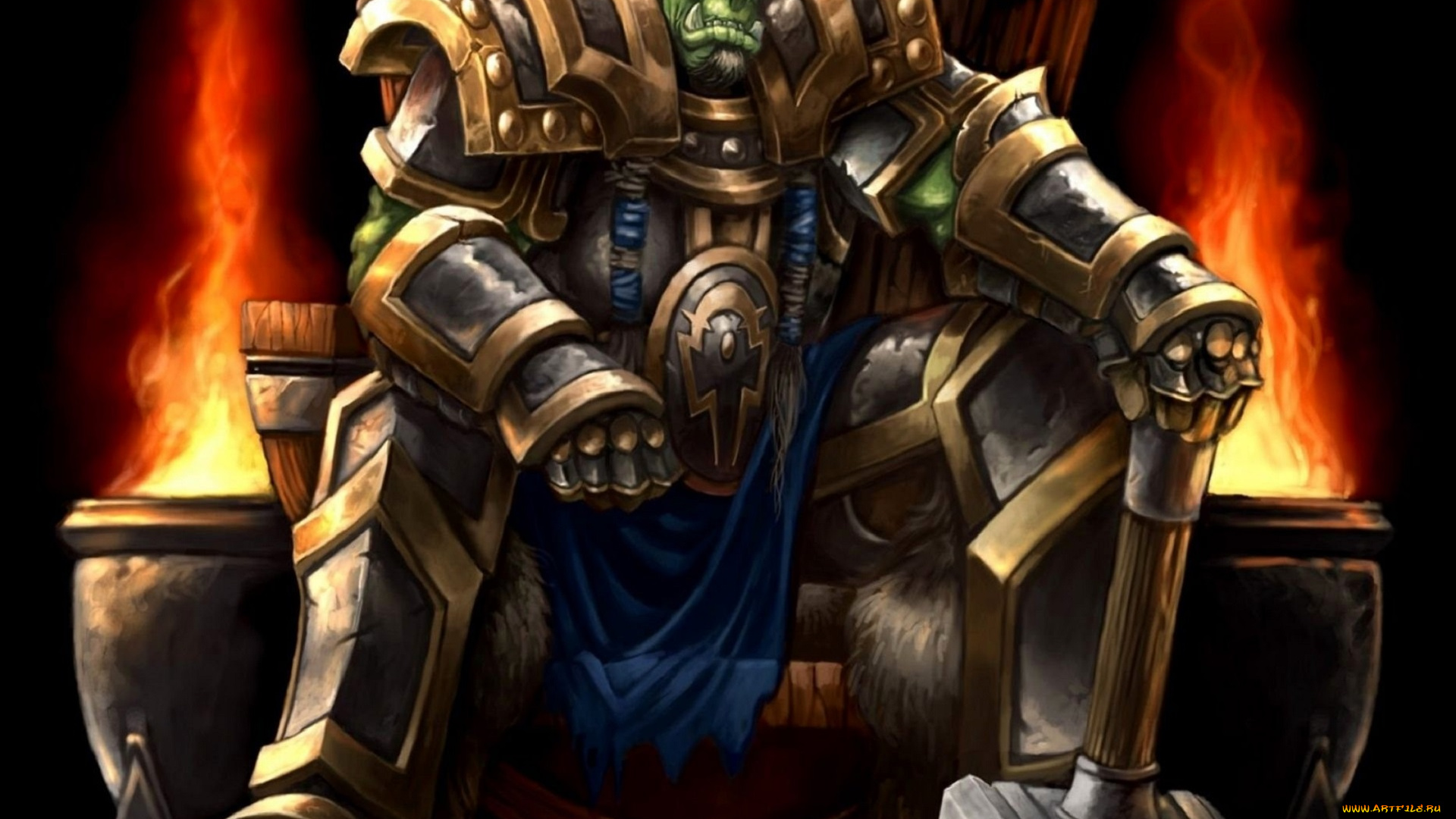 warcraft, iii, , reign, of, chaos, видео, игры, world, of, warcraft, орк, оружие, трон, огонь