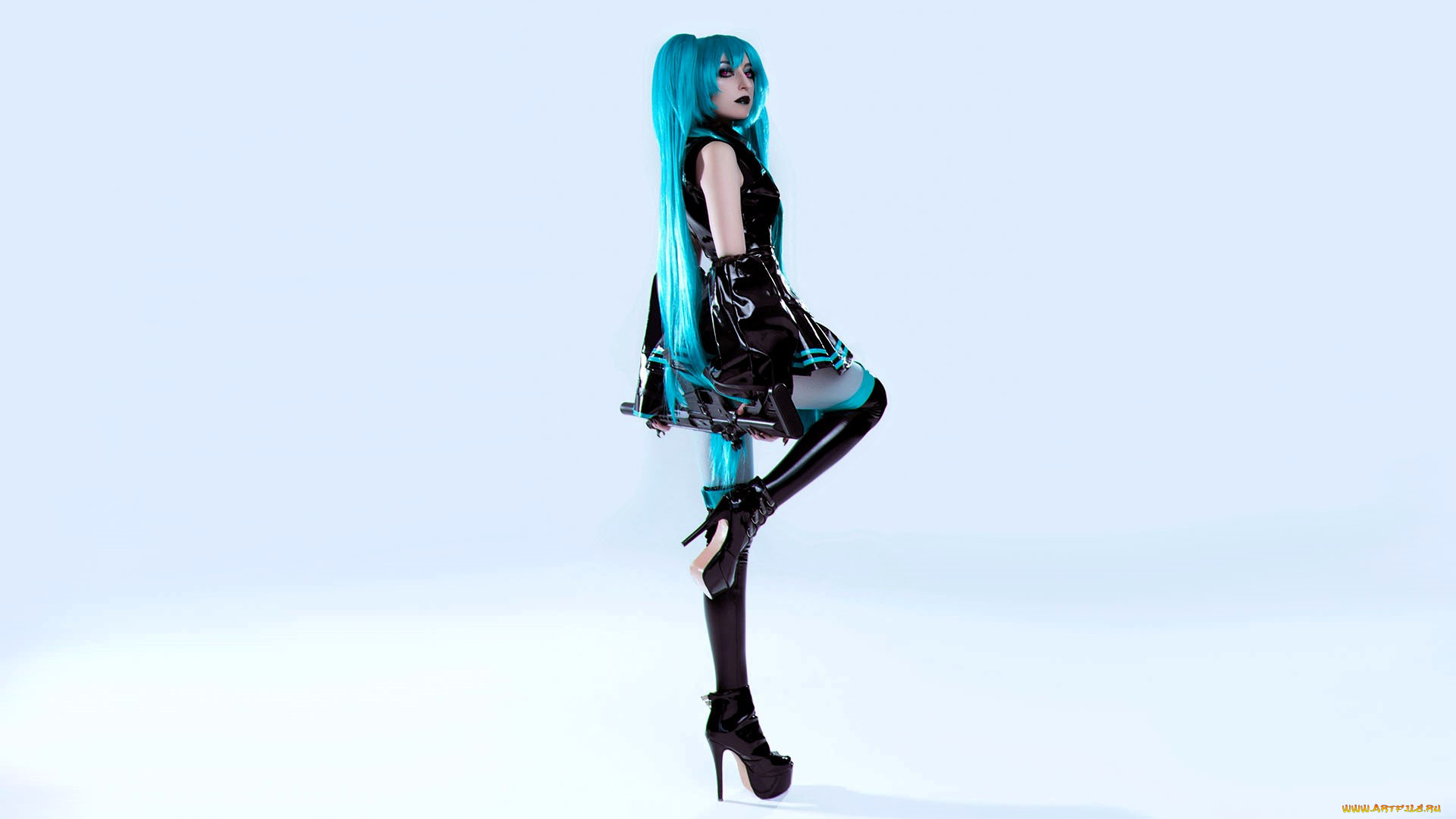 девушки, momo, образ, косплей, наряд, костюм, латекс, платье, каблуки