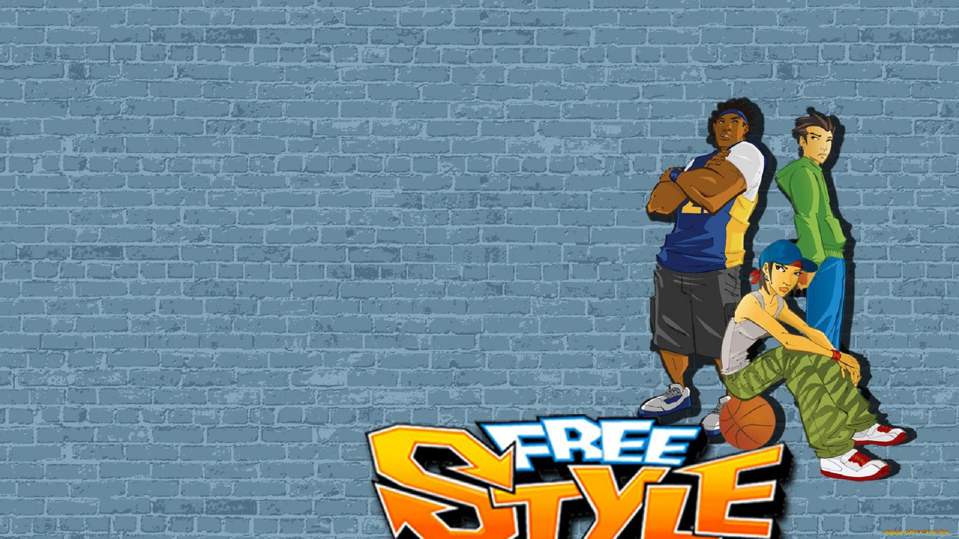 видео, игры, freestyle, street, basketball, парни, девушка, мяч, стена, баскетбол