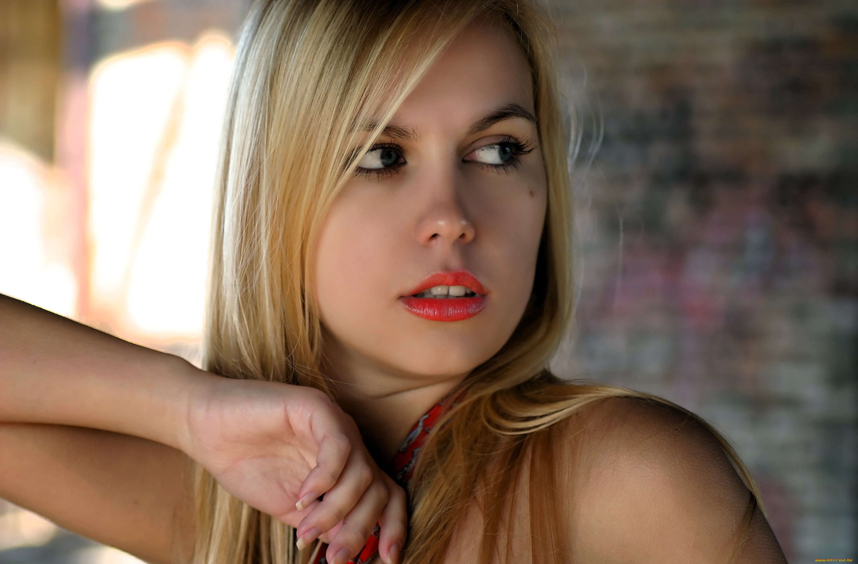 девушки, -, лица, , портреты, блондинка, лицо