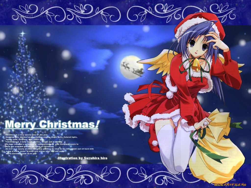 аниме, merry, chrismas, winter
