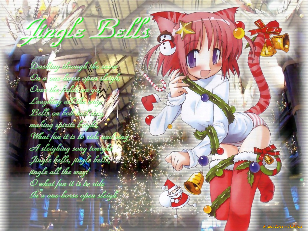 аниме, merry, chrismas, winter