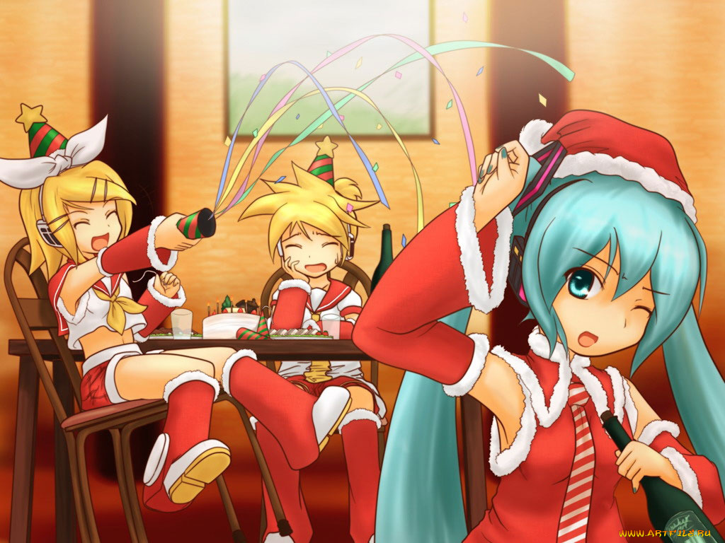 vocaloid, аниме, merry, chrismas, winter