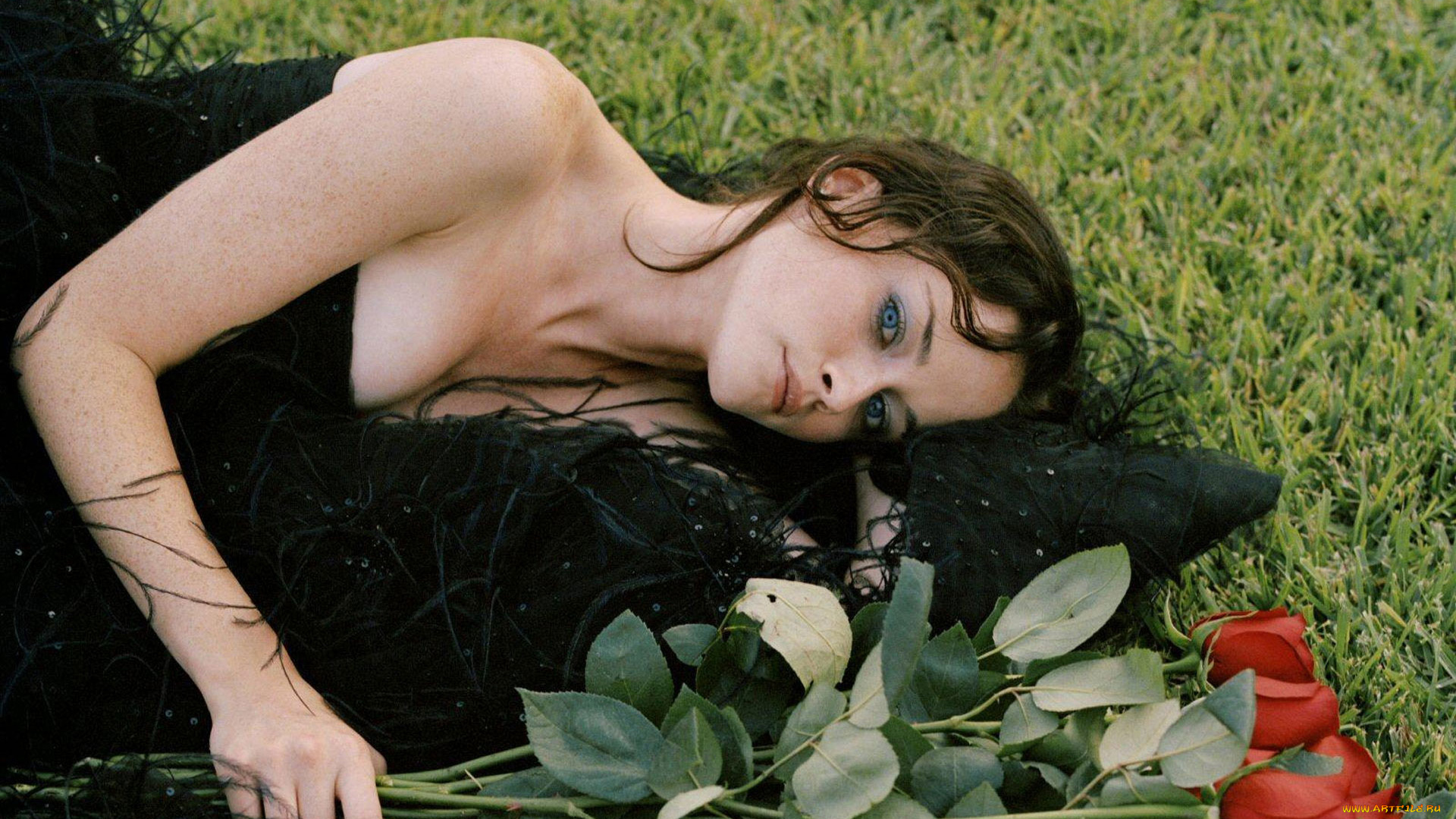 Alexis, Bledel, девушки, , , трава, розы