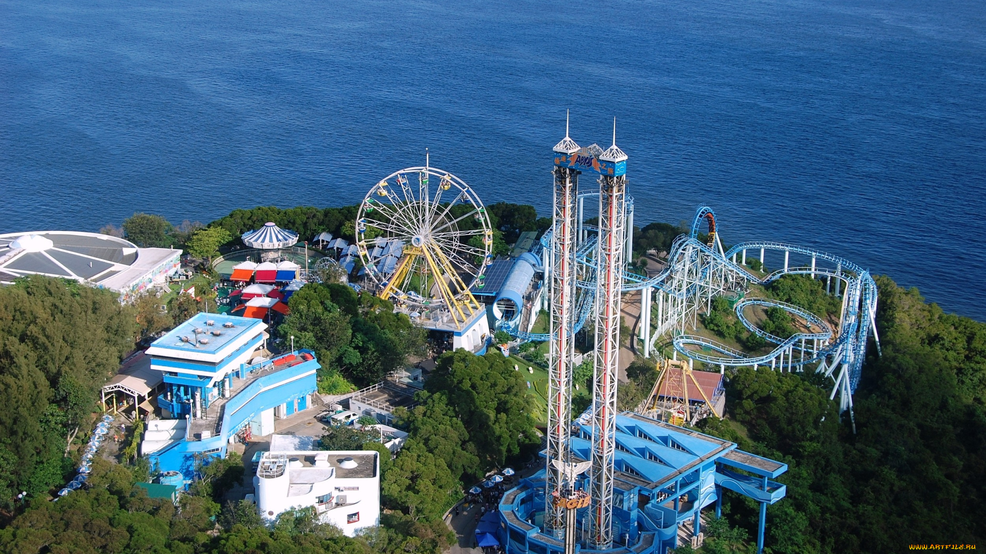разное, карусели, качели, аттракционы, колесо, обозрения, горки