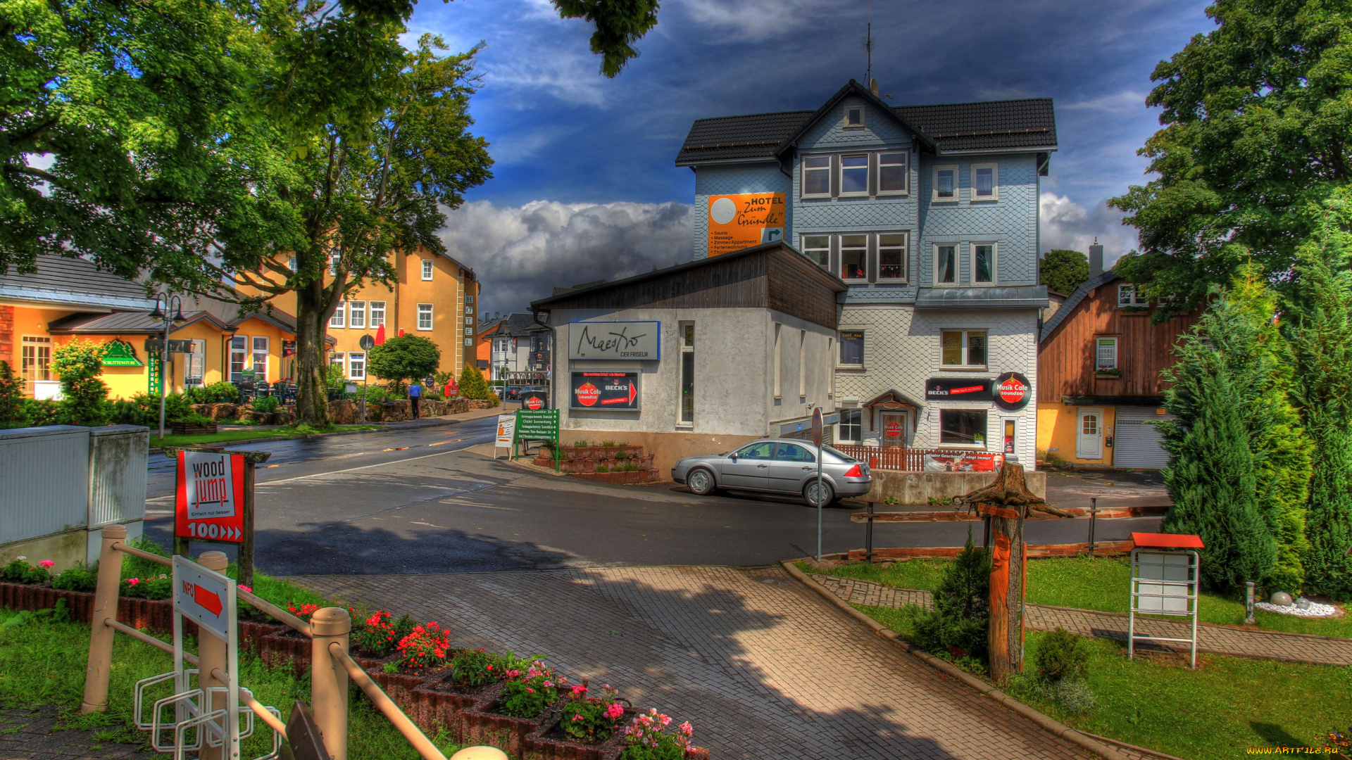 германия, тюринген, оберхоф, города, улицы, площади, набережные, цветы, дома, улица