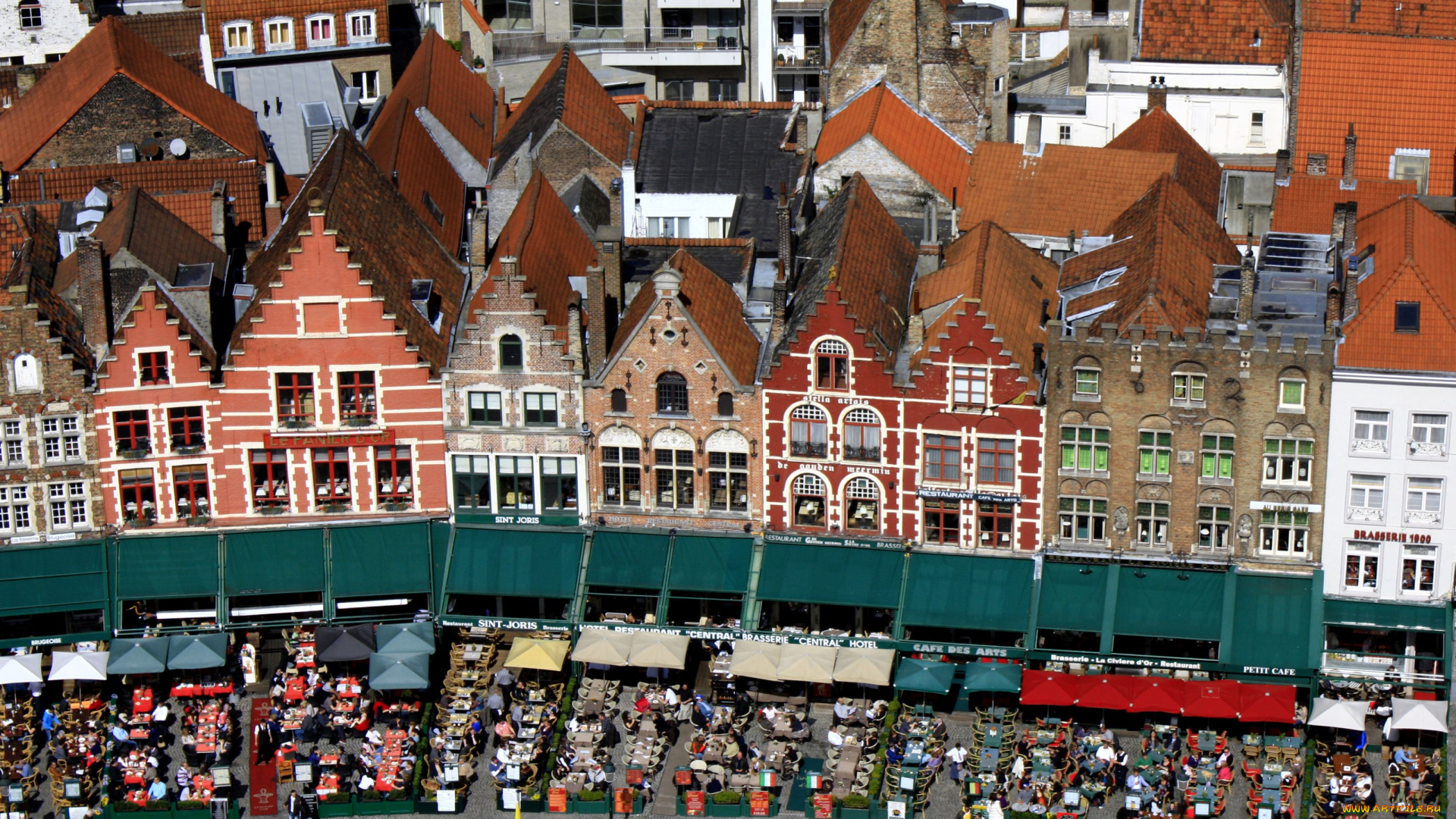 города, брюгге, бельгия, дома, площадь