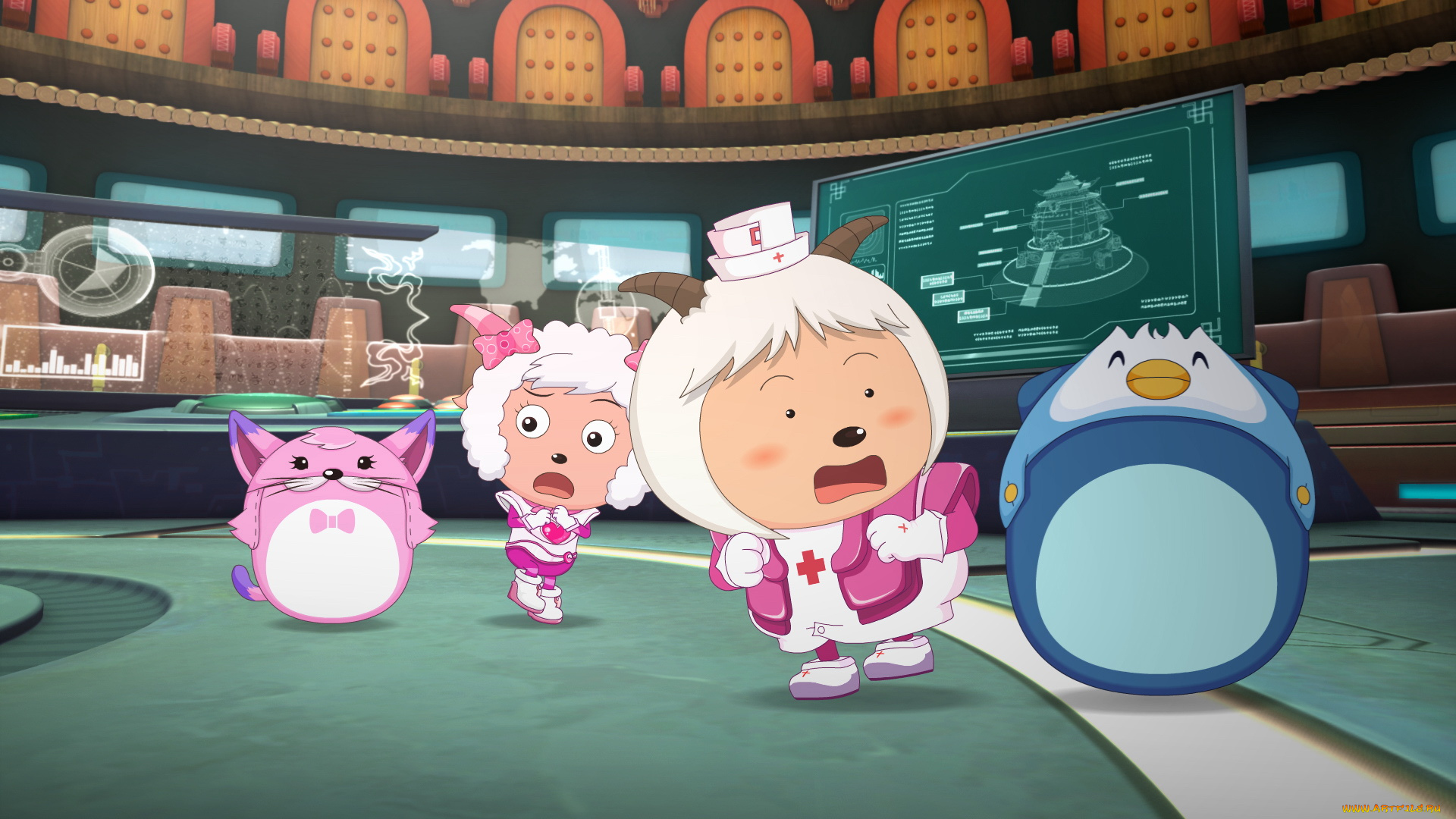 мультфильмы, unknown, разное, pleasant, goat, and, big, wolf