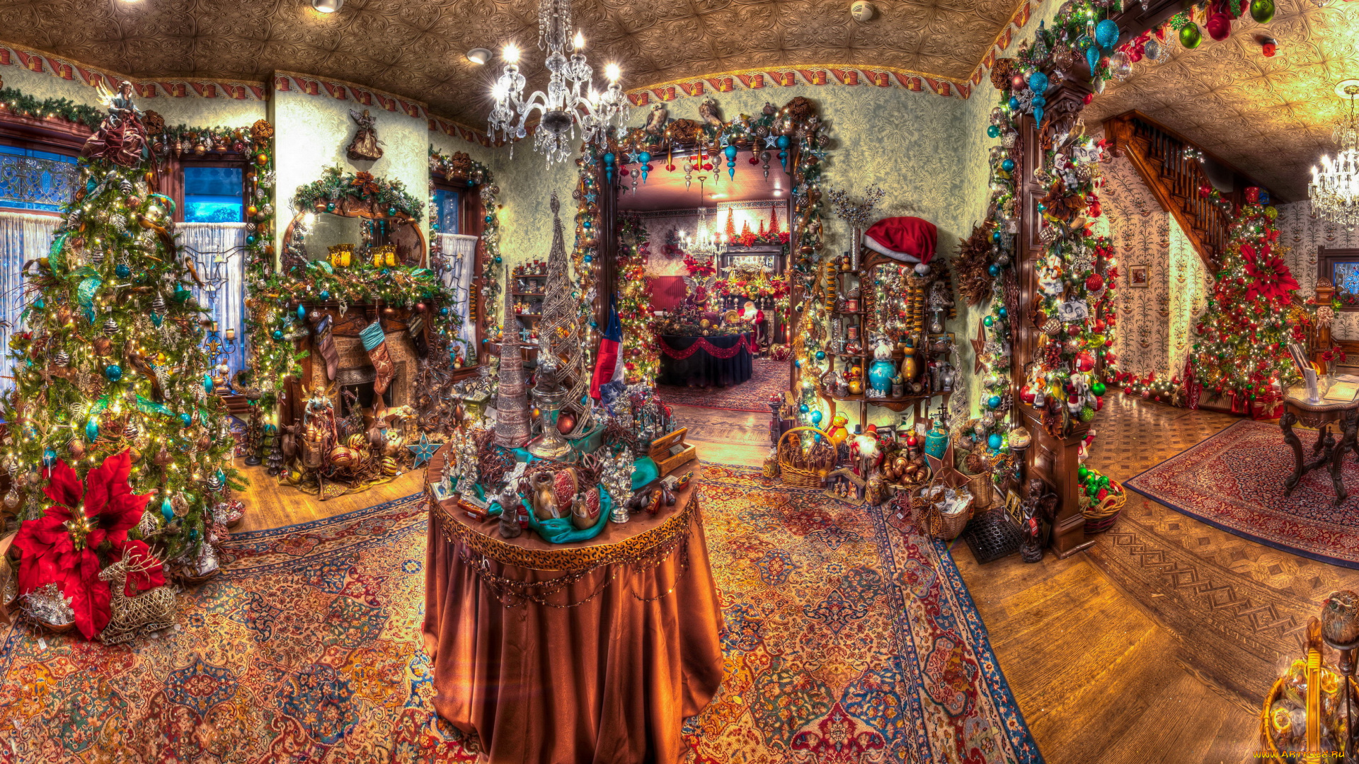 праздничные, новогодний, очаг, елка, новый, год