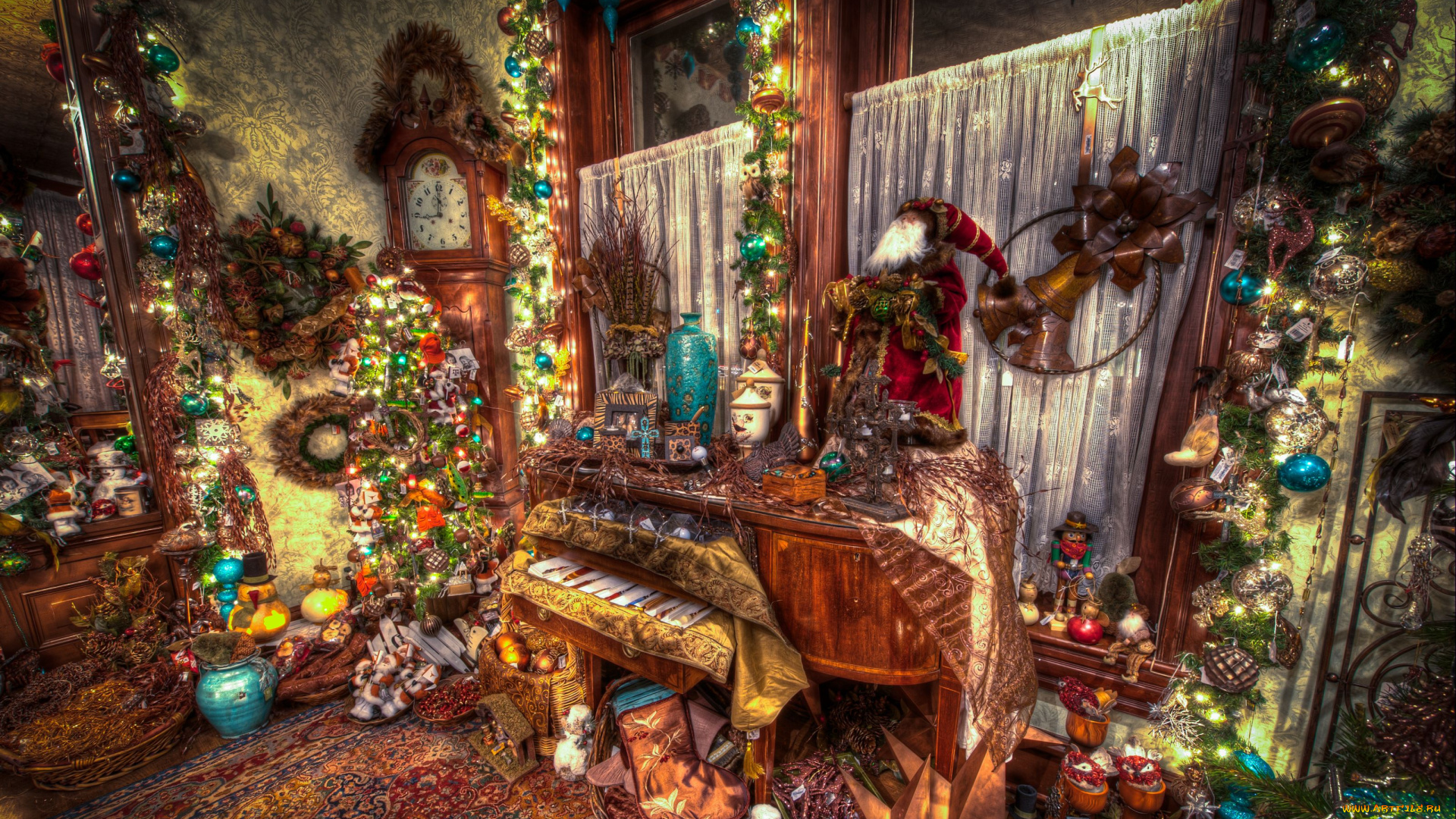 праздничные, разное, новый, год, украшения, часы, фигурки