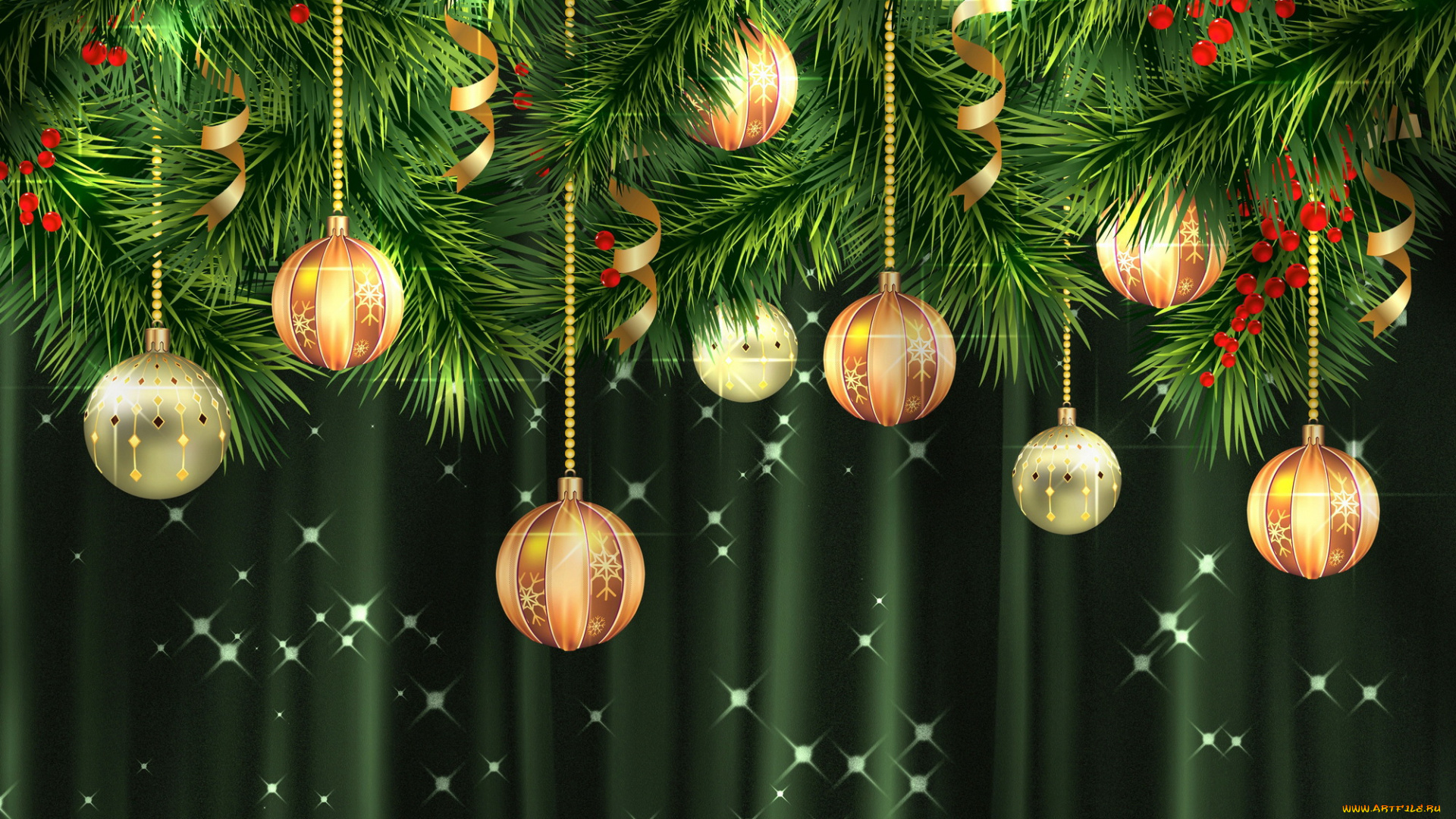 праздничные, векторная, графика, новый, год, шарики, елка