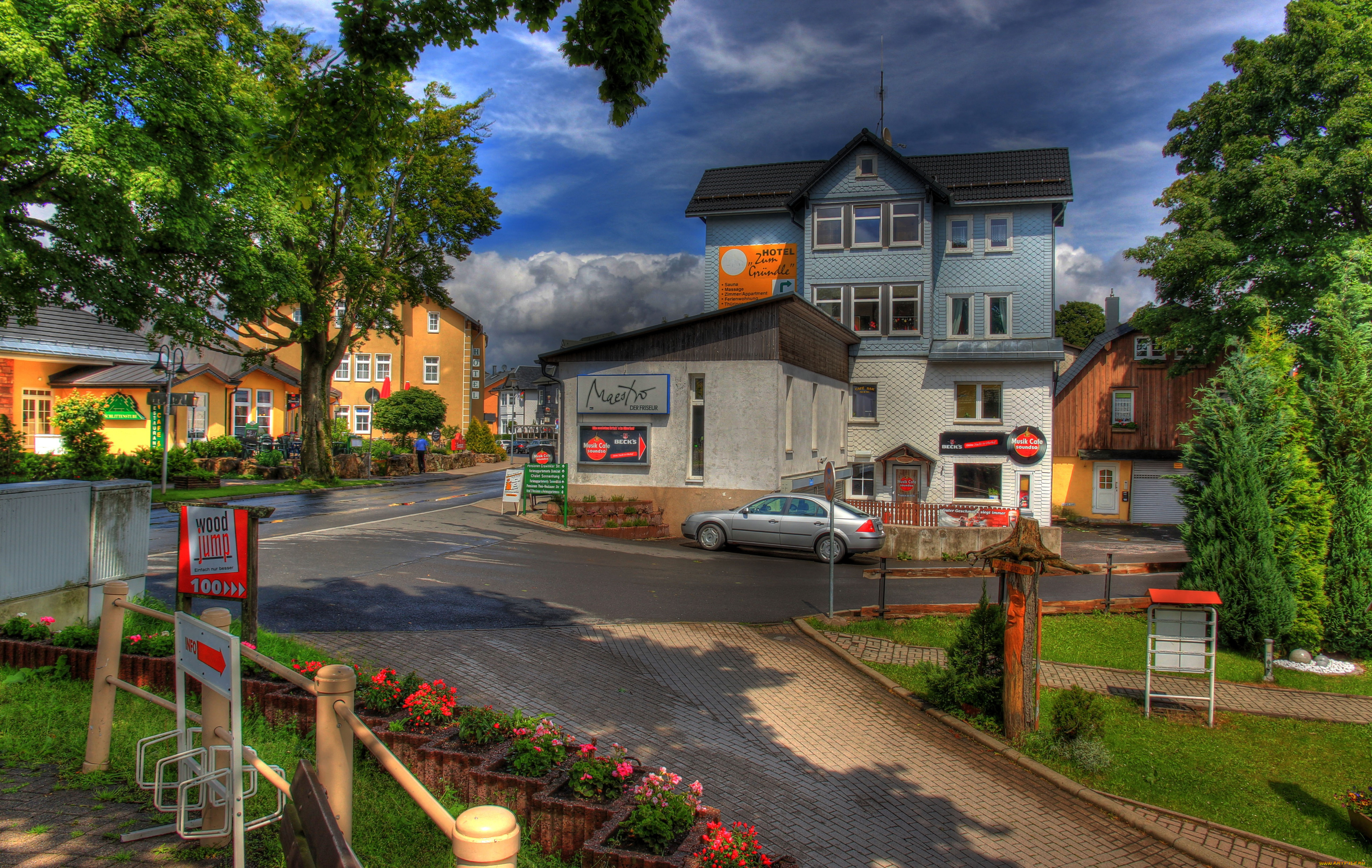 германия, тюринген, оберхоф, города, улицы, площади, набережные, цветы, дома, улица