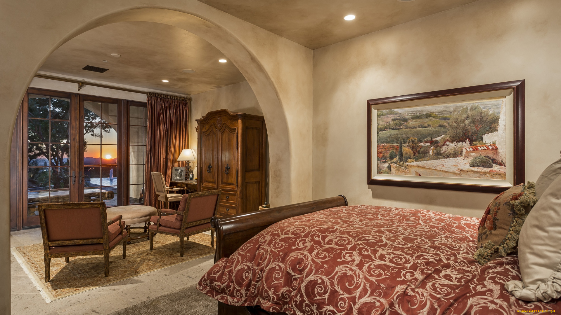 интерьер, спальня, картина, кроваьт