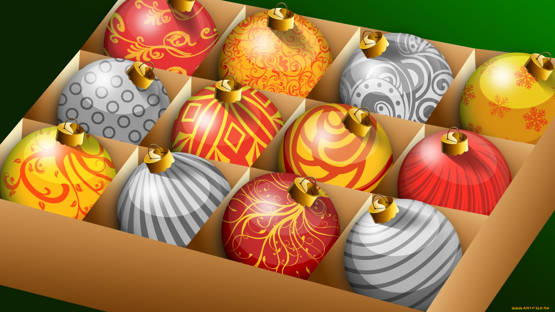 праздничные, векторная, графика, , новый, год, шарики