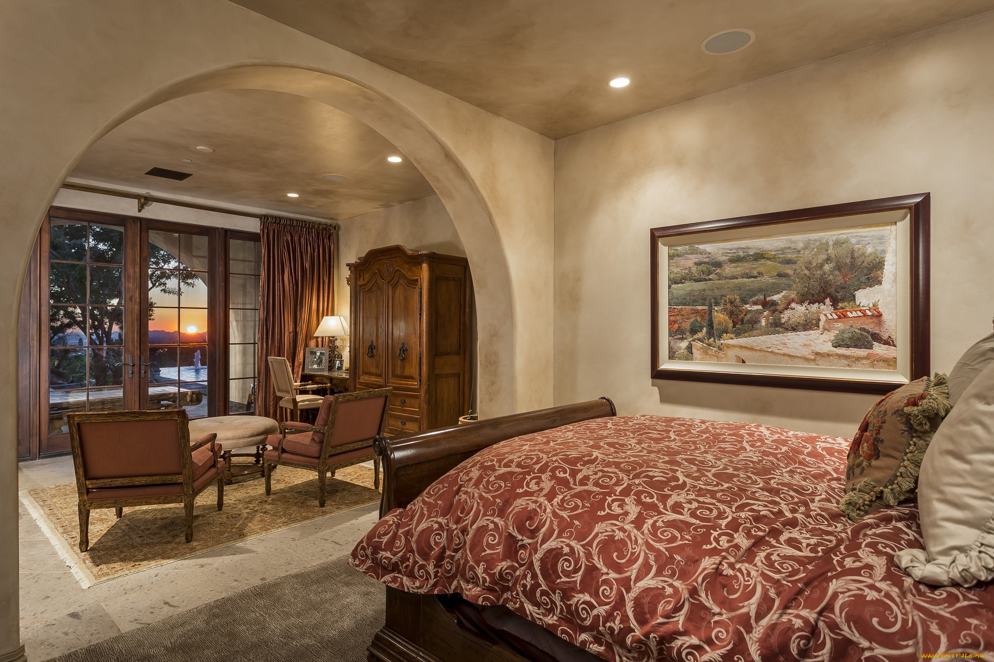 интерьер, спальня, картина, кроваьт